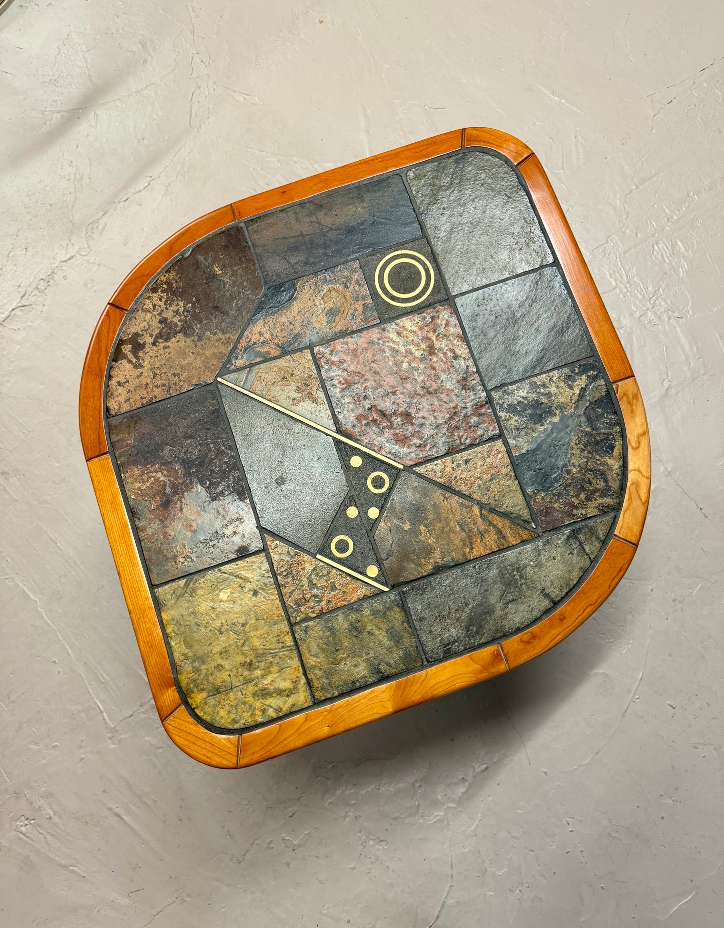 Vintage Paul Kingma Style Mosaic Slate End Table