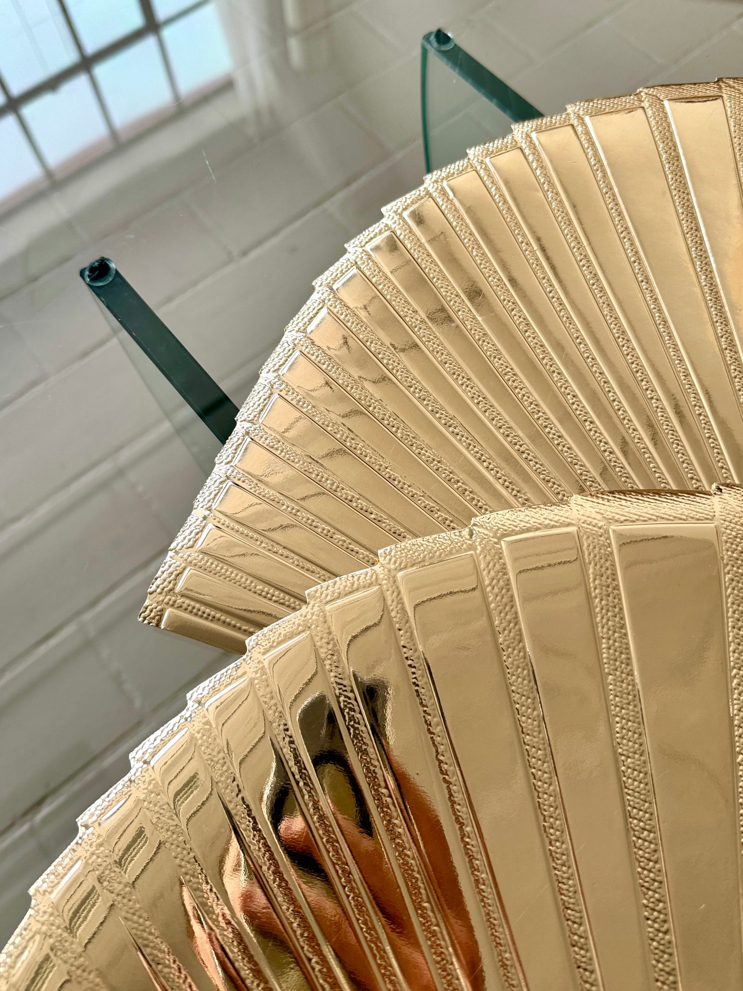 Vintage 1980s Deco Revival Gold Fan Placemats - Set 10