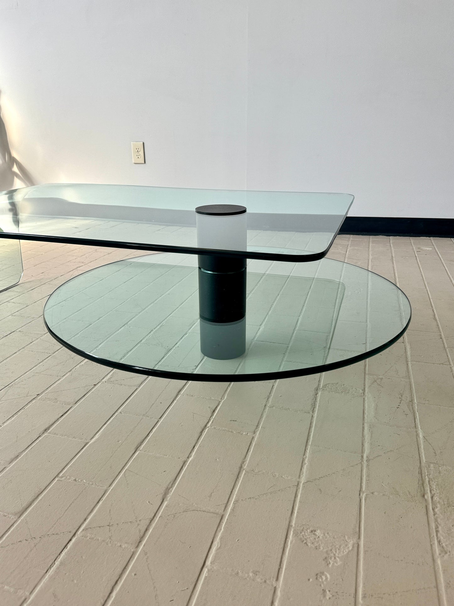 Postmodern Two-tiered Glass Waterfall Coffee Table