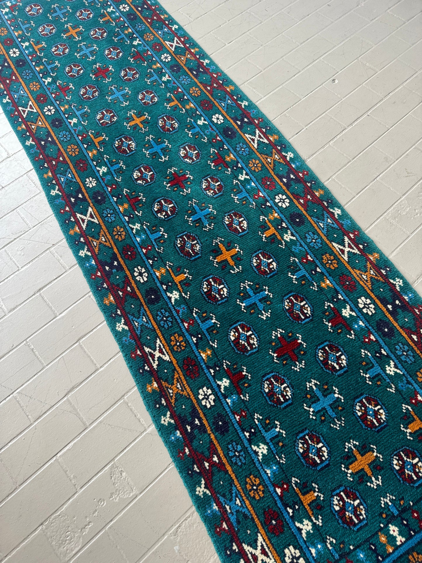 Hand Knotted Afghan Wool Rug Runner