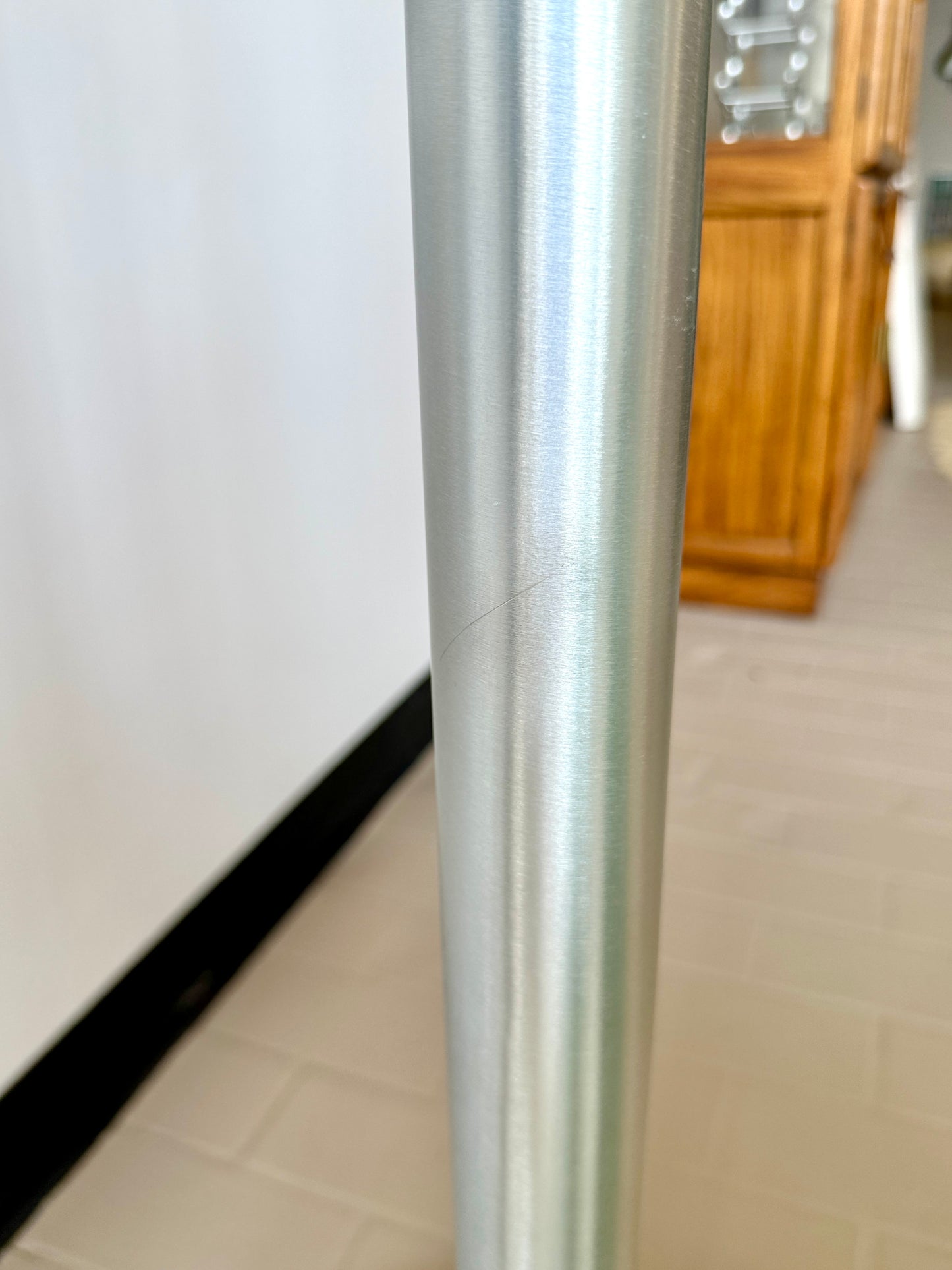 Vintage Postmodern Brushed Aluminum and Brass Torchiere Floor Lamp