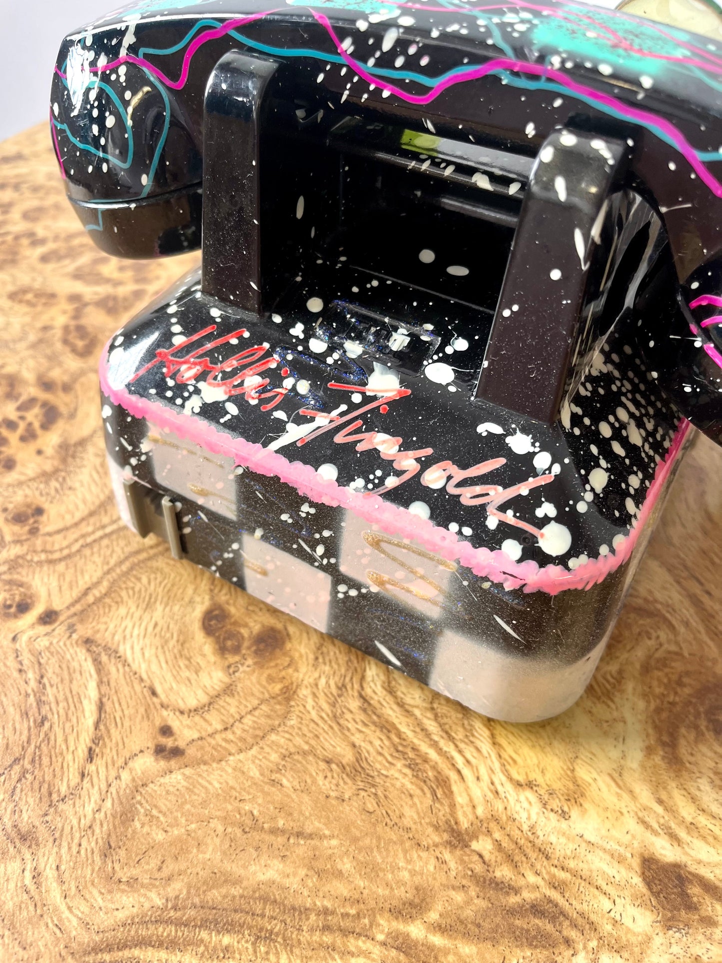 Vintage 1990 Original Signed Hollis Fingold Painted Telephone “Phoneys” Sculpture