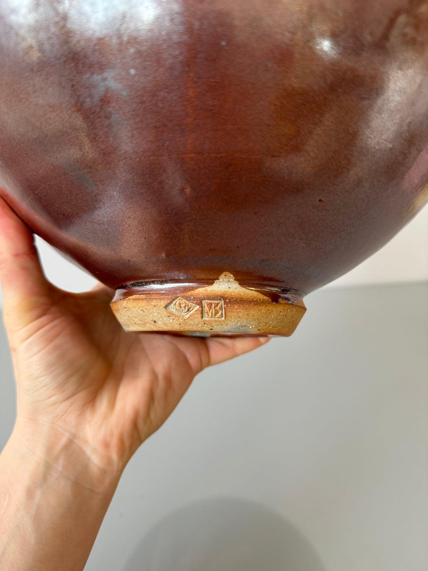 Large Vintage Metallic Studio Pottery Serving Bowl