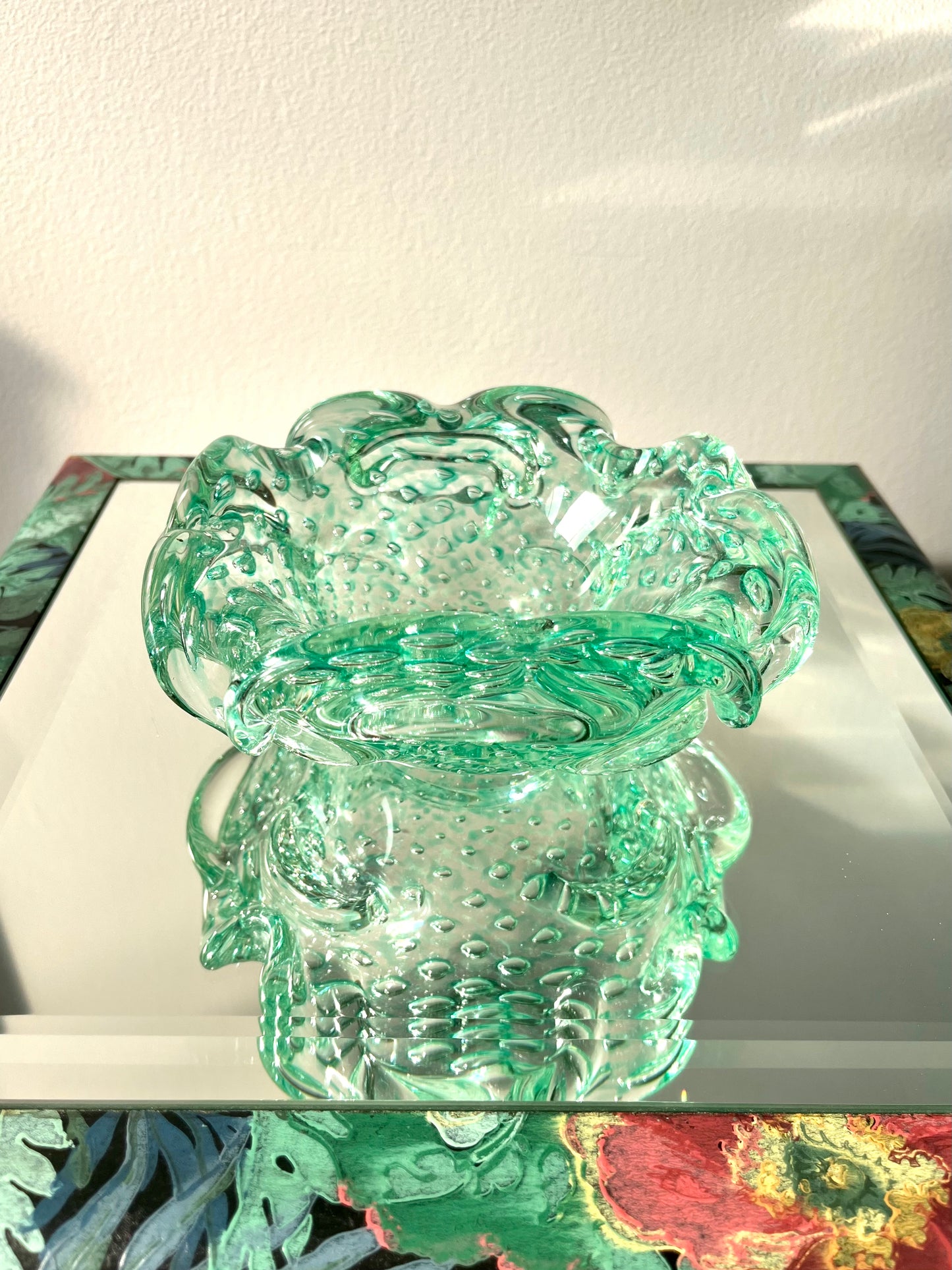 Vintage Seafoam Bullicante Murano Ashtray