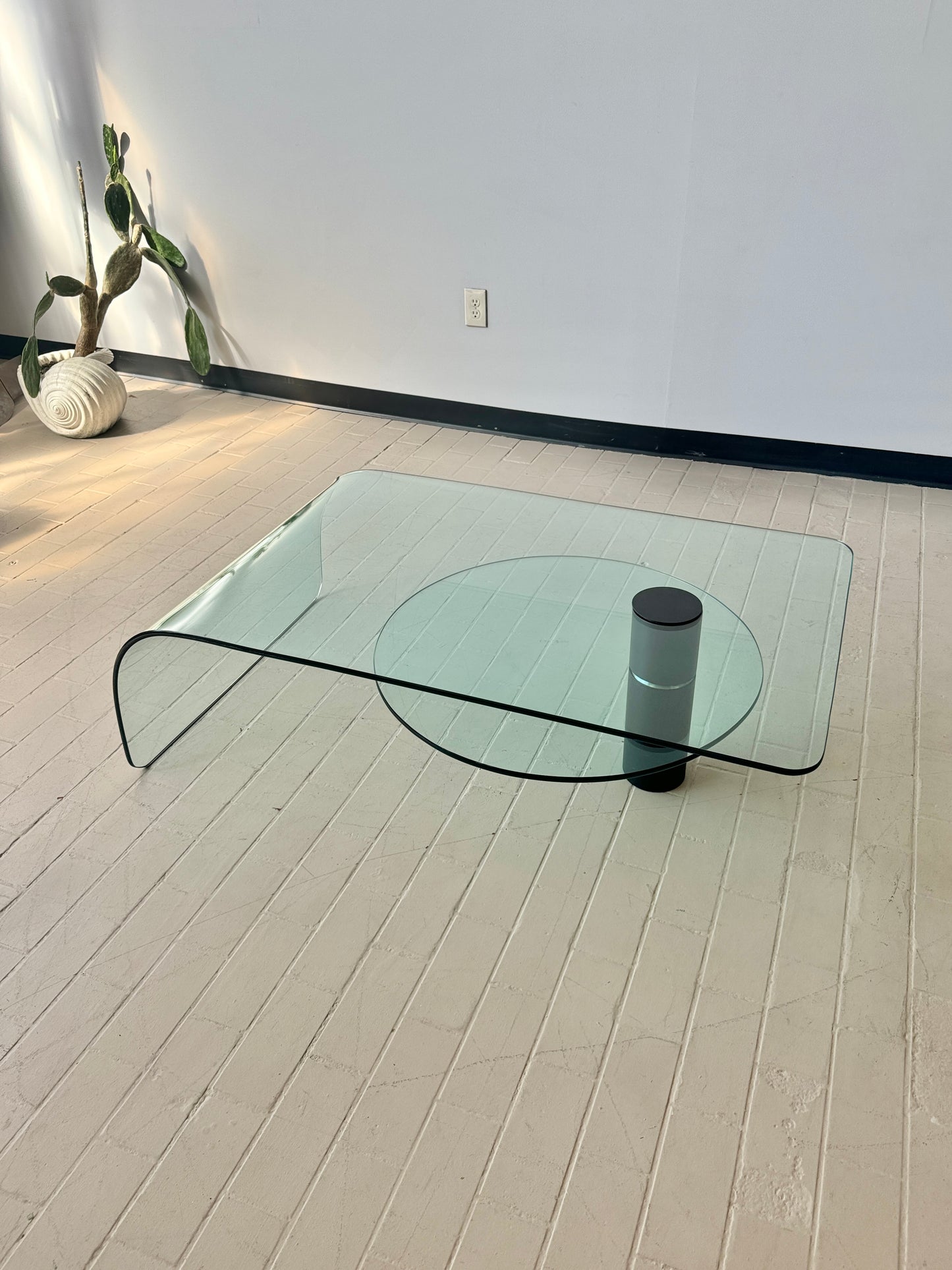 Postmodern Two-tiered Glass Waterfall Coffee Table