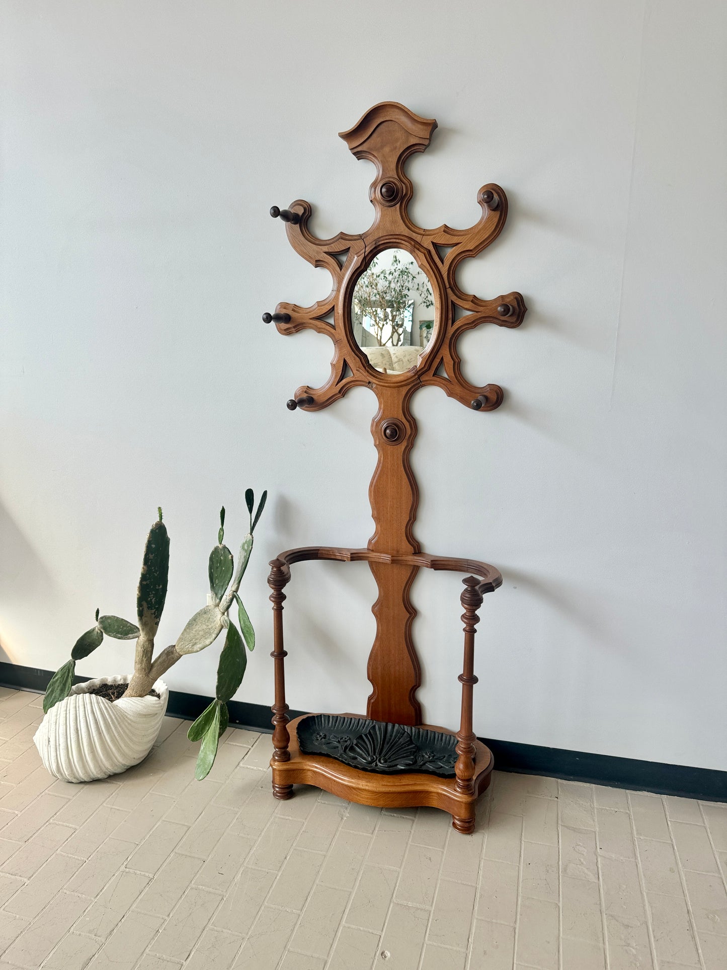 Antique Walnut “Medusa” Hall Tree