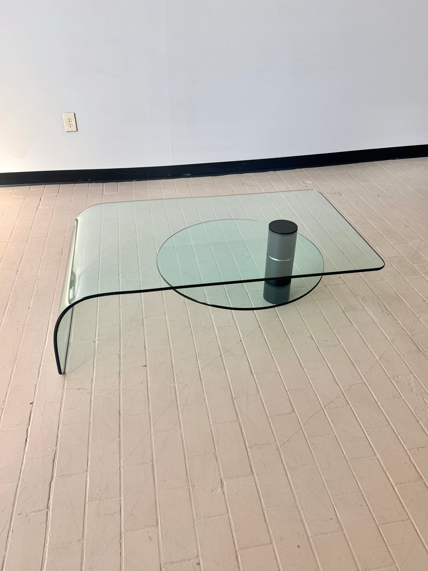 Postmodern Two-tiered Glass Waterfall Coffee Table