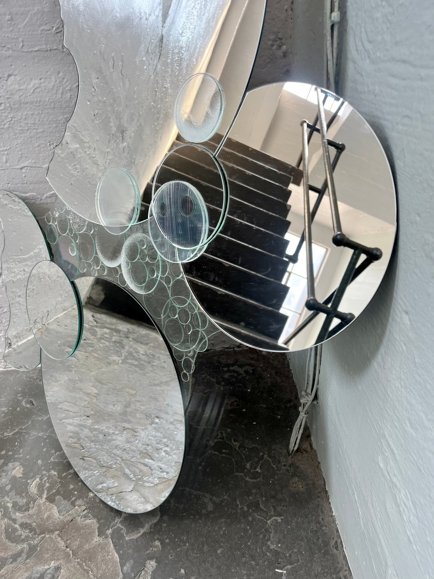 Vintage Artist-made Celestial Stacked Moon Mirror