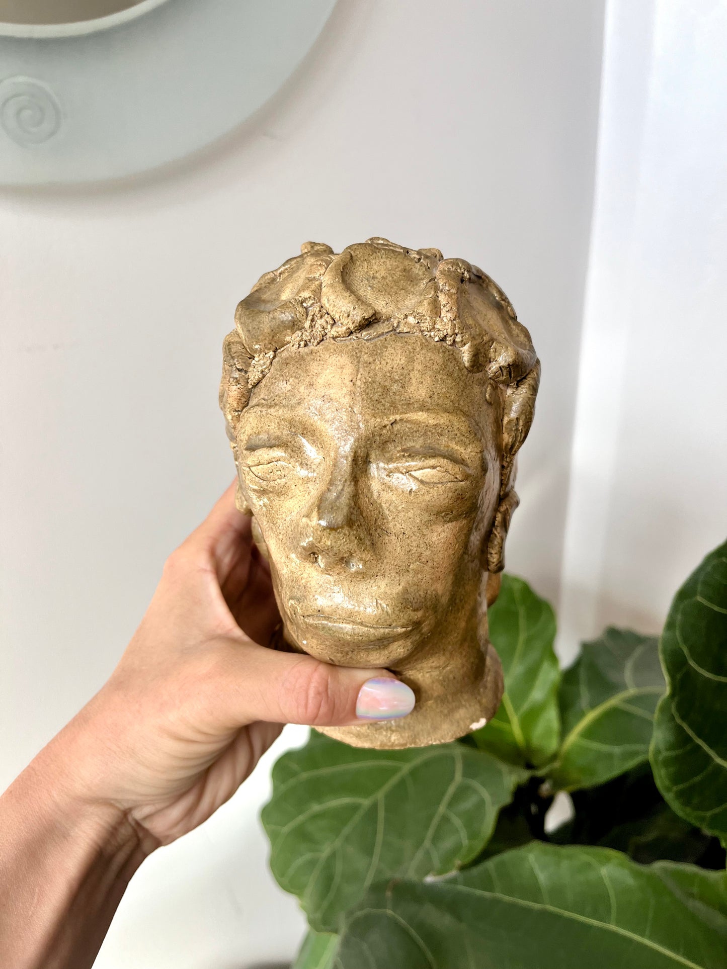 Vintage Artist Signed Studio Pottery Bust