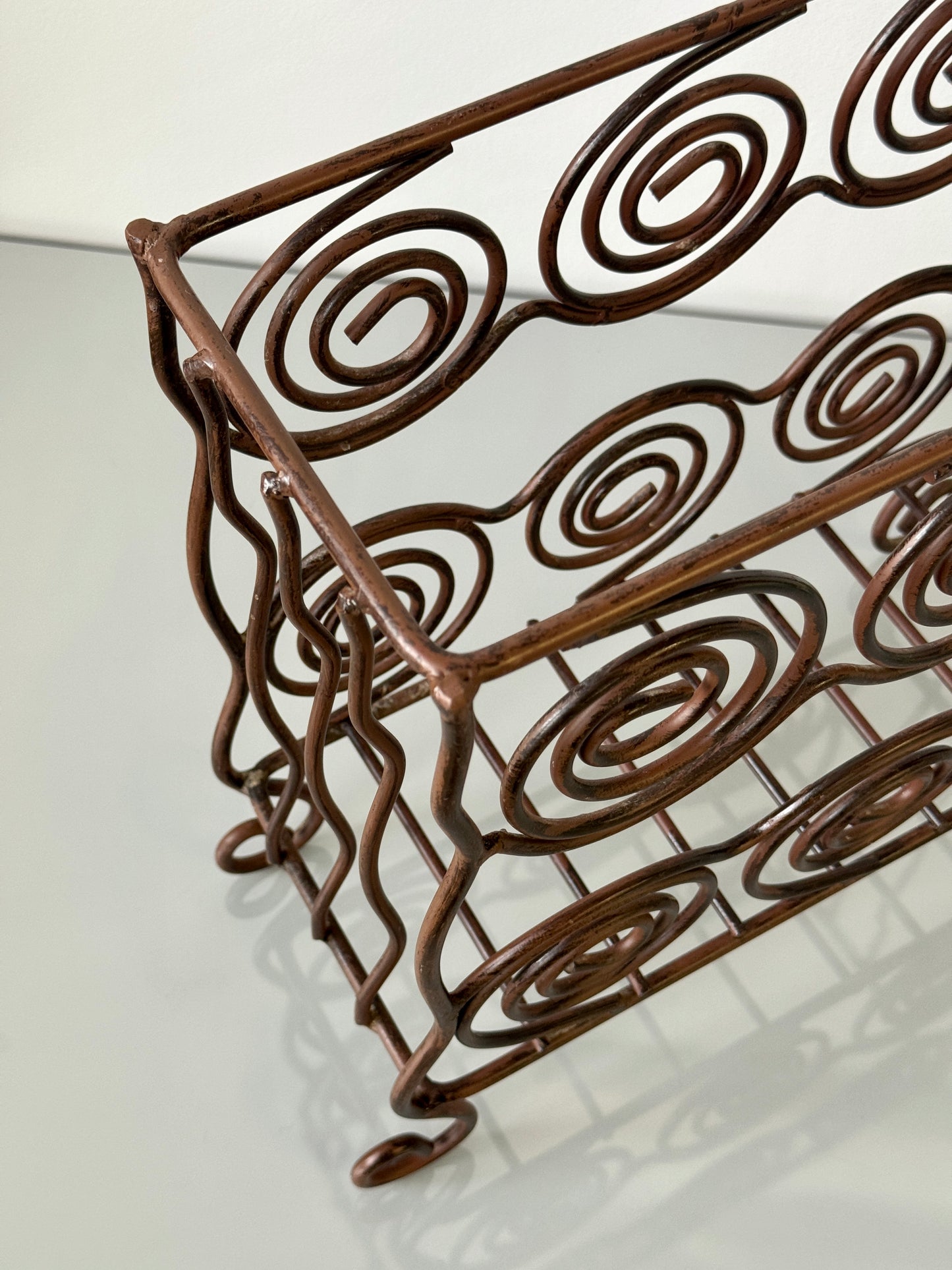 Vintage Wrought Iron Swirl Magazine Rack