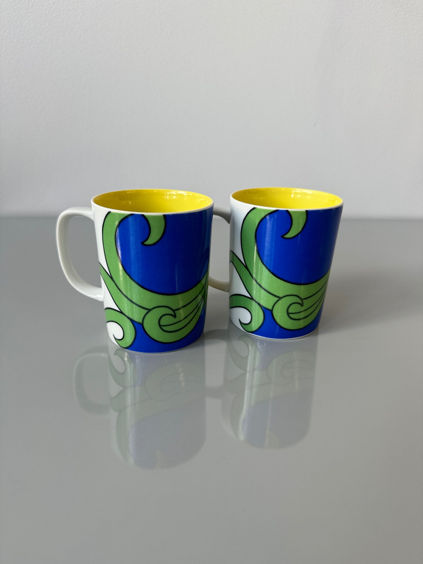Vintage Pair 1979 Fitz and Floyd Tropical Parrot Coffee Cups