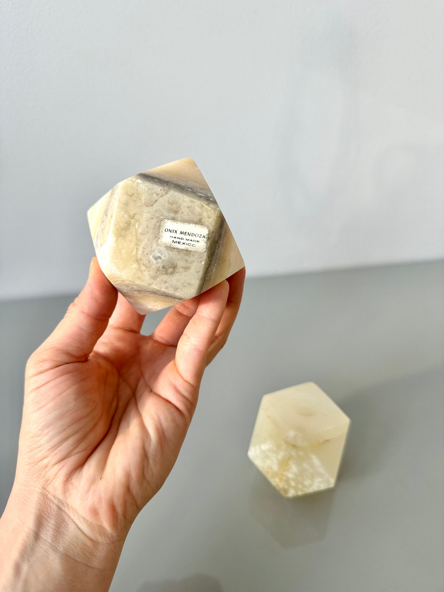 Vintage Polyhedron Onyx Candle Holders