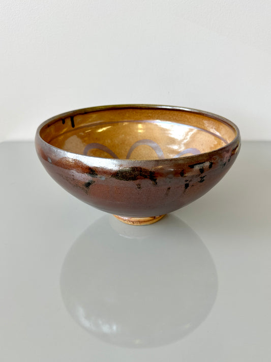 Large Vintage Metallic Studio Pottery Serving Bowl