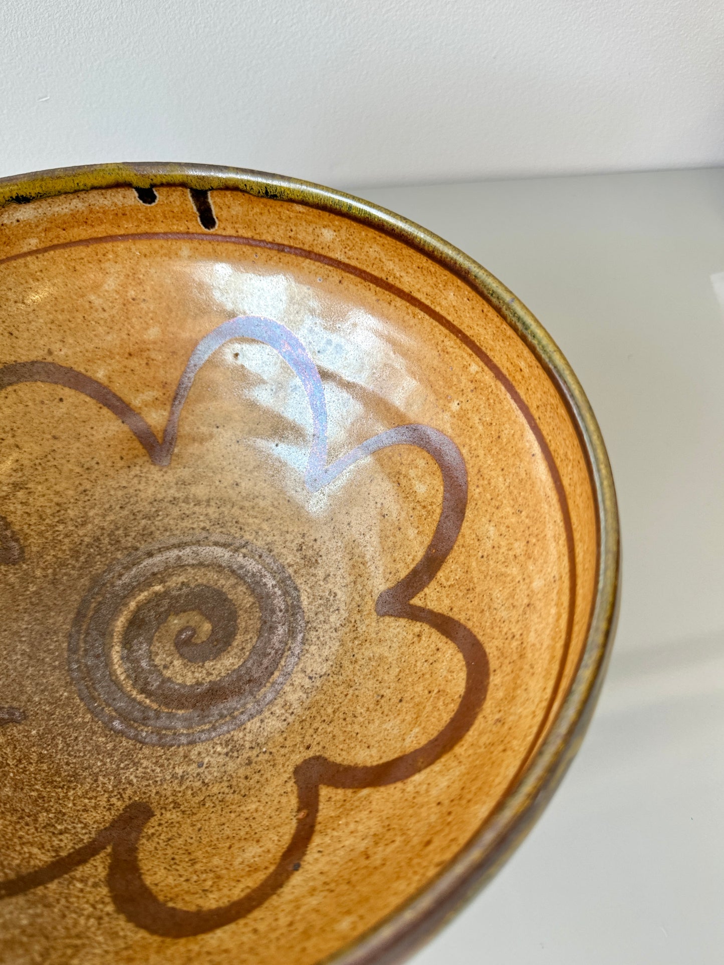 Large Vintage Metallic Studio Pottery Serving Bowl