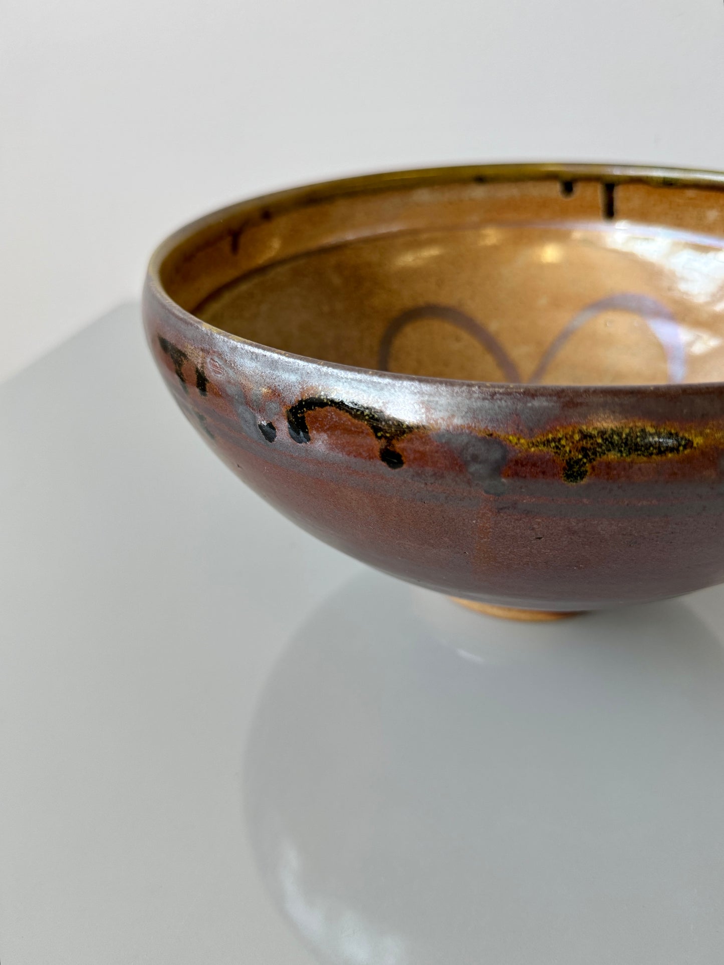 Large Vintage Metallic Studio Pottery Serving Bowl