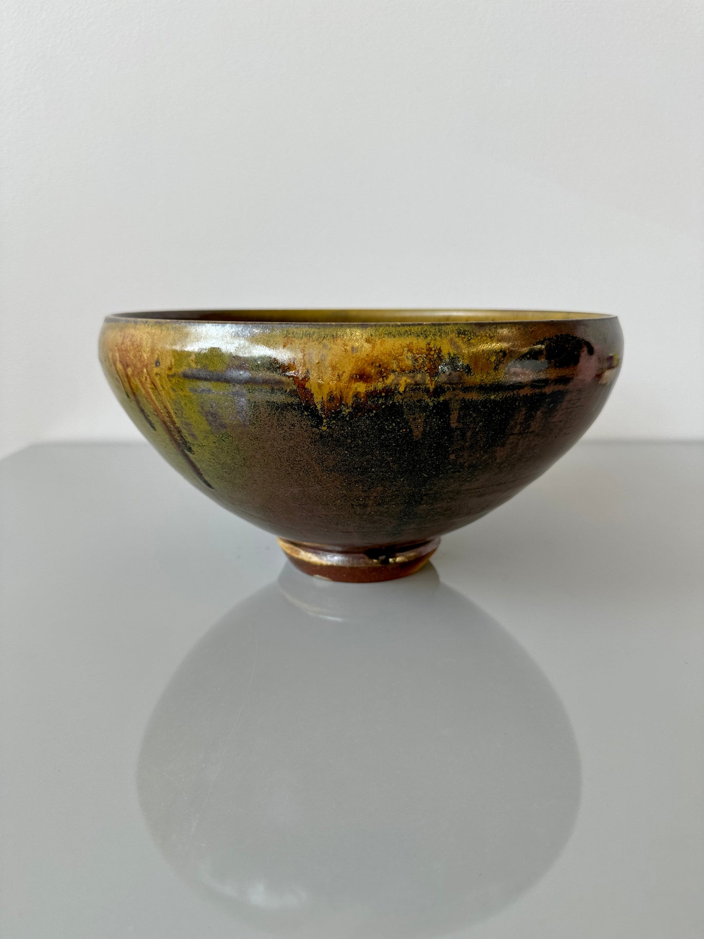 Large Vintage Metallic Studio Pottery Serving Bowl