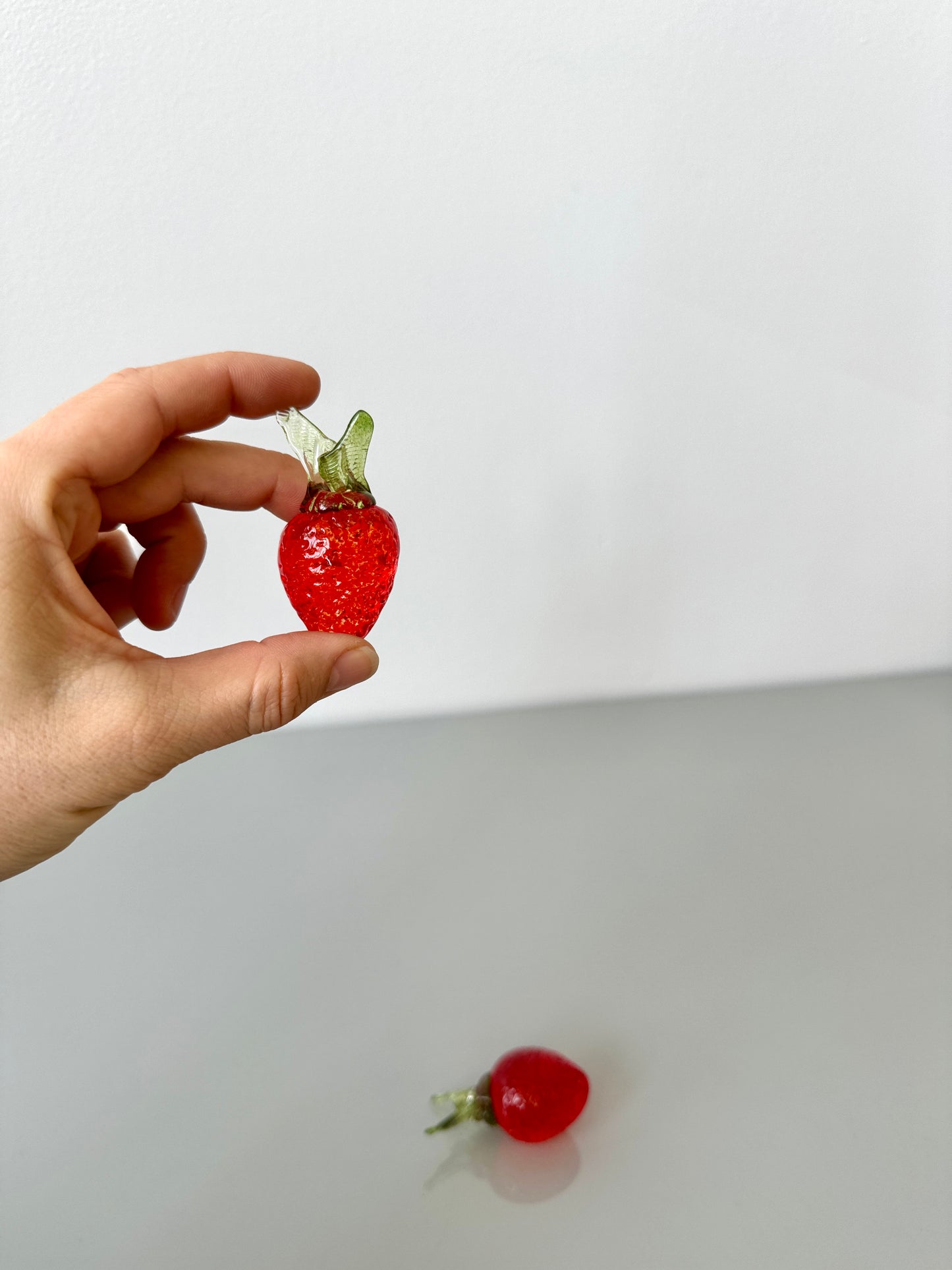 Vintage Handblown Glass Strawberries