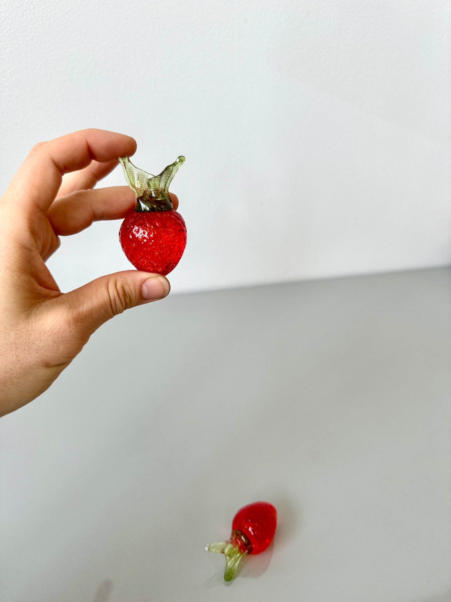 Vintage Handblown Glass Strawberries