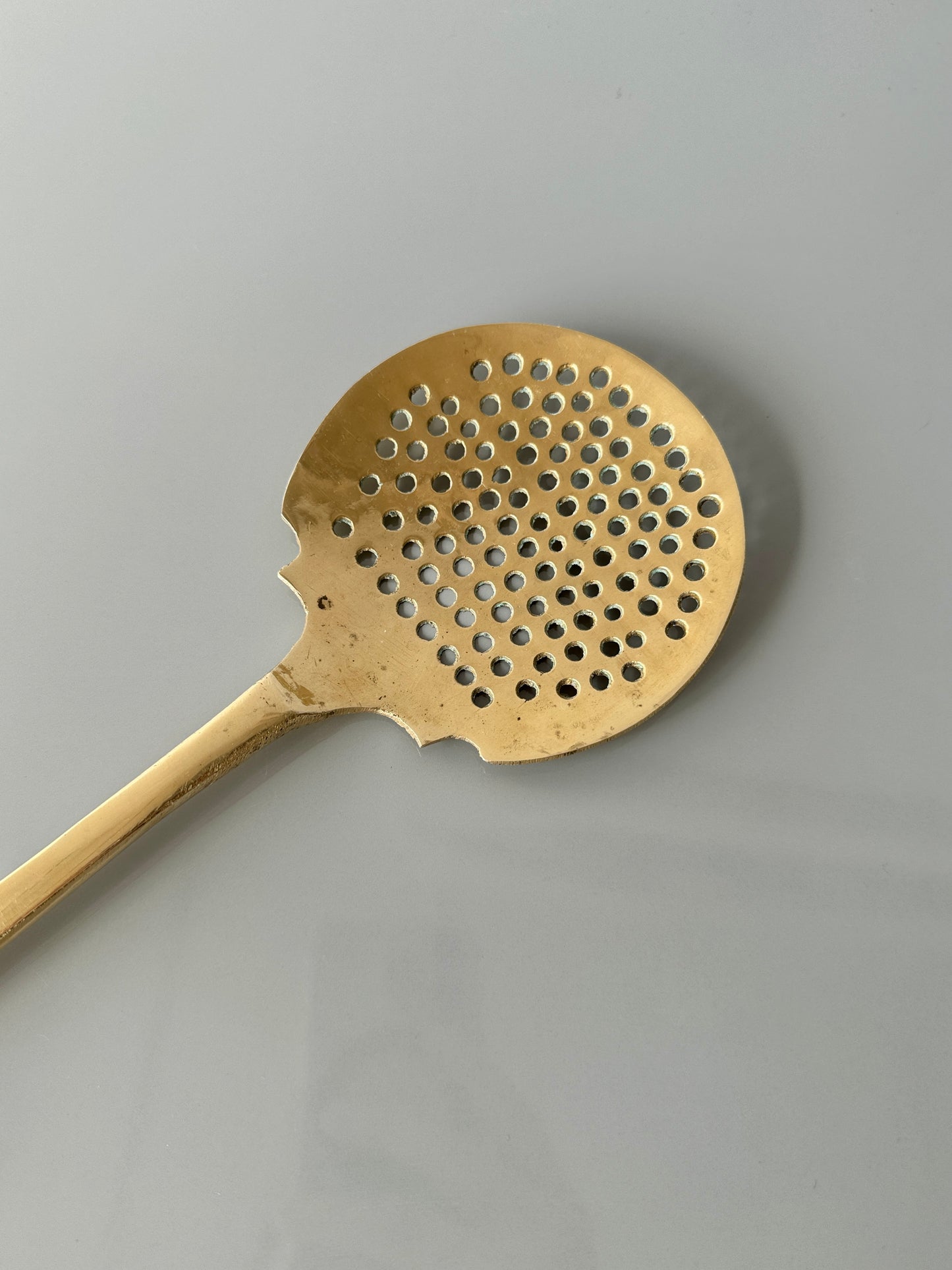 Large Vintage Slotted Brass Spoon