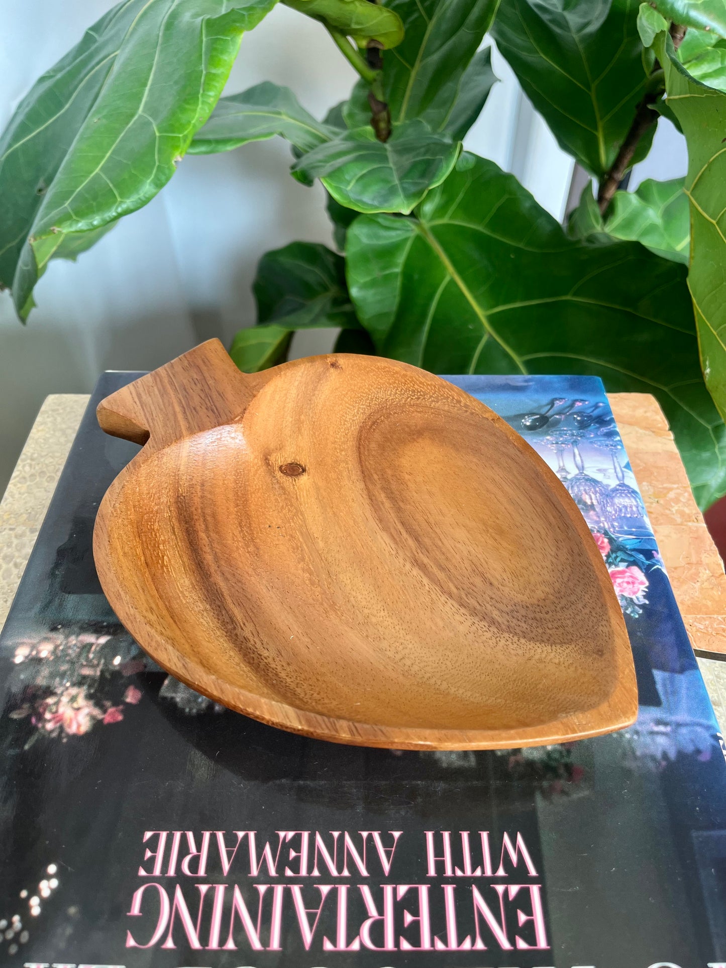 Vintage Teakwood Spade Trinket Dish