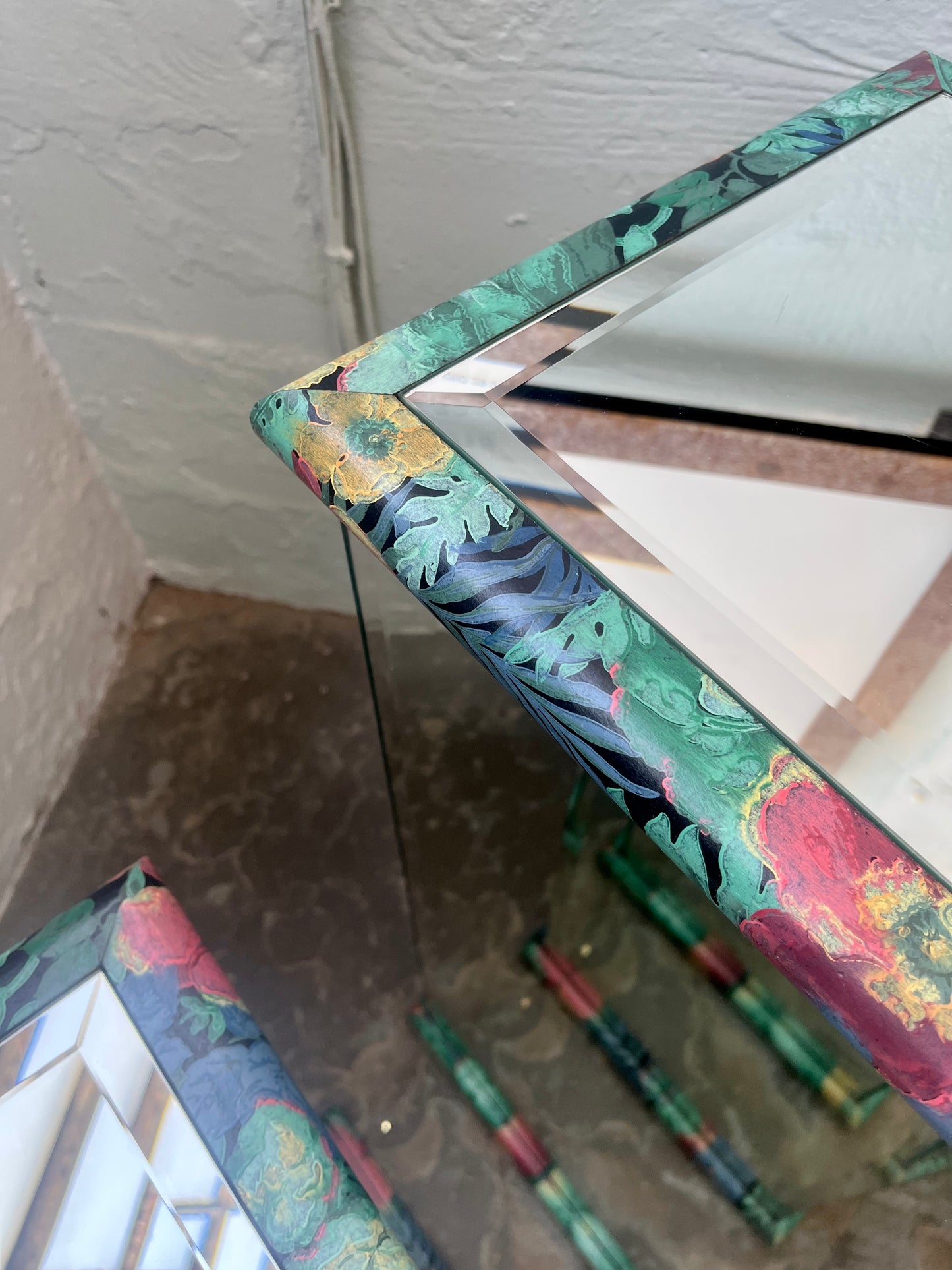 Vintage Mirrored Pedestals with Floral Accents