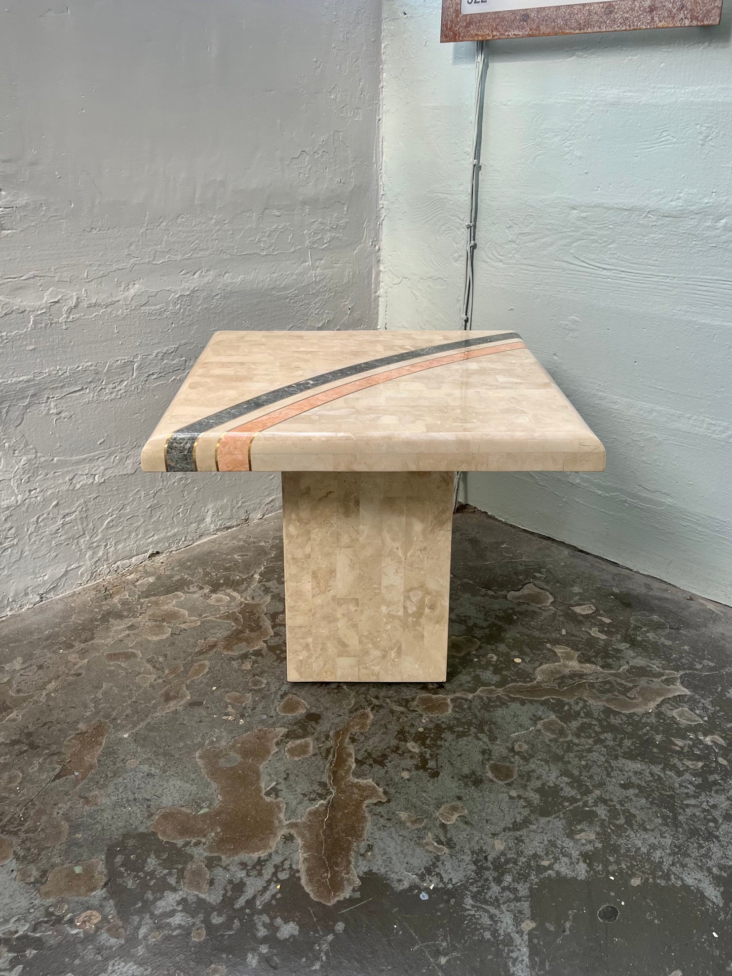 1980s Maitland Smith-style Tessellated Travertine Side Table