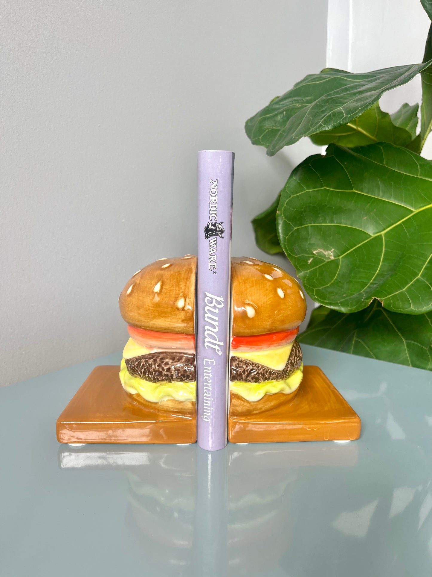 Vintage Ceramic Cheeseburger Bookends
