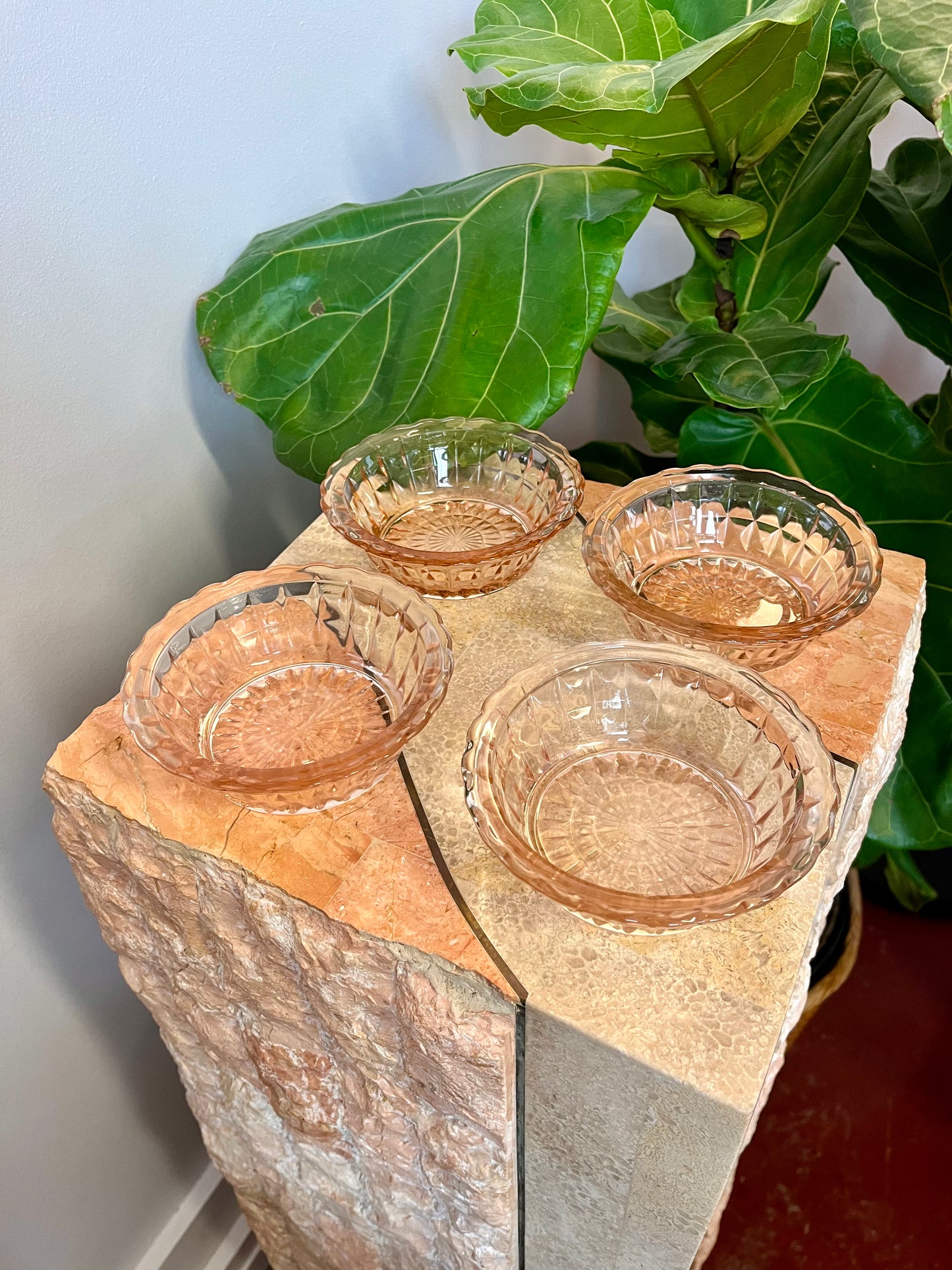 Vintage Jeanette “Windsor Pink” Depression Glass Dessert Bowls