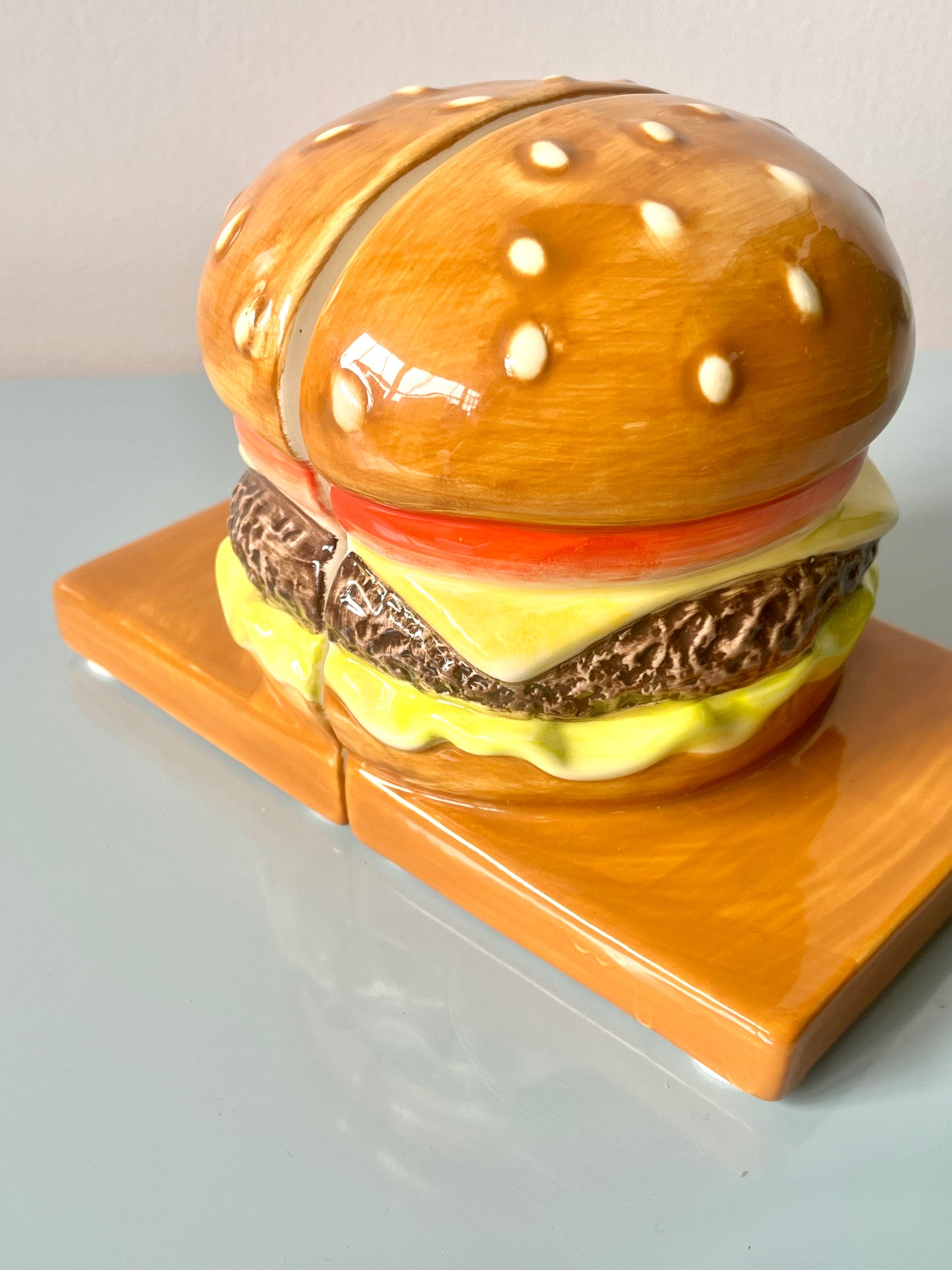 Vintage Ceramic Cheeseburger Bookends