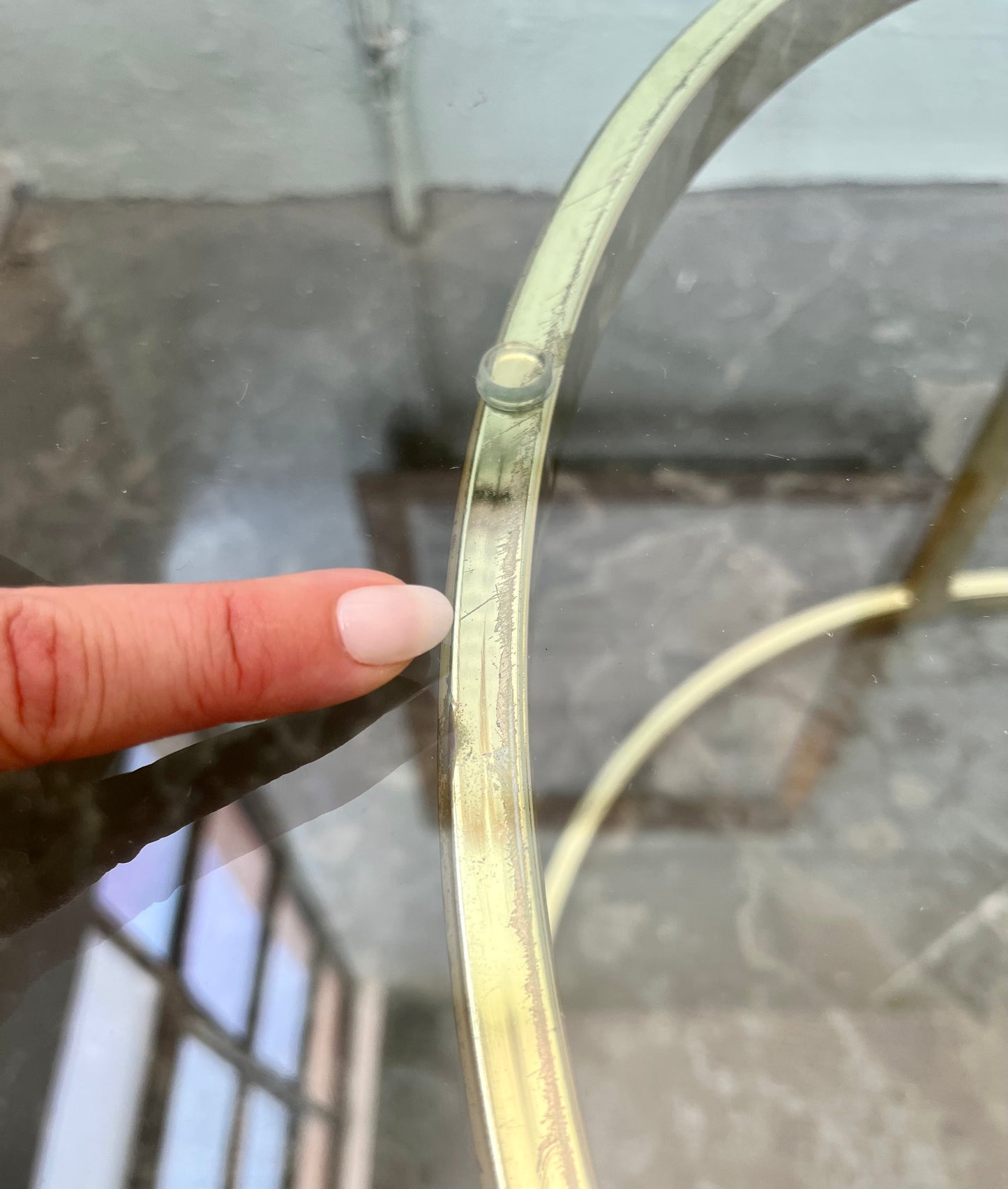 Vintage Hollywood Regency Teardrop Glass and Brass Coffee Table