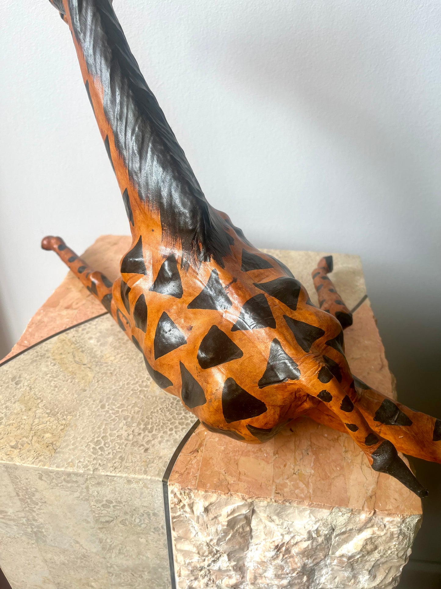 Vintage Leather Wrapped Giraffe Statue