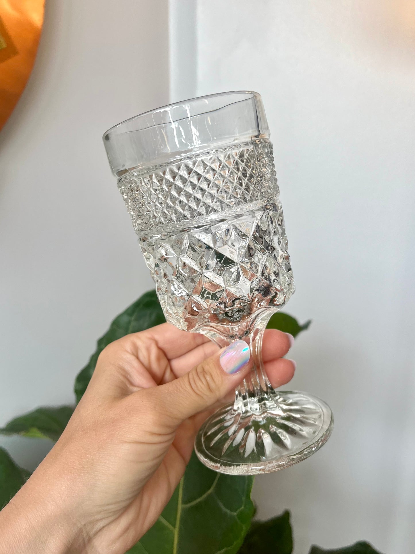 Vintage Anchor Hocking Wexford Cut Glass Goblets