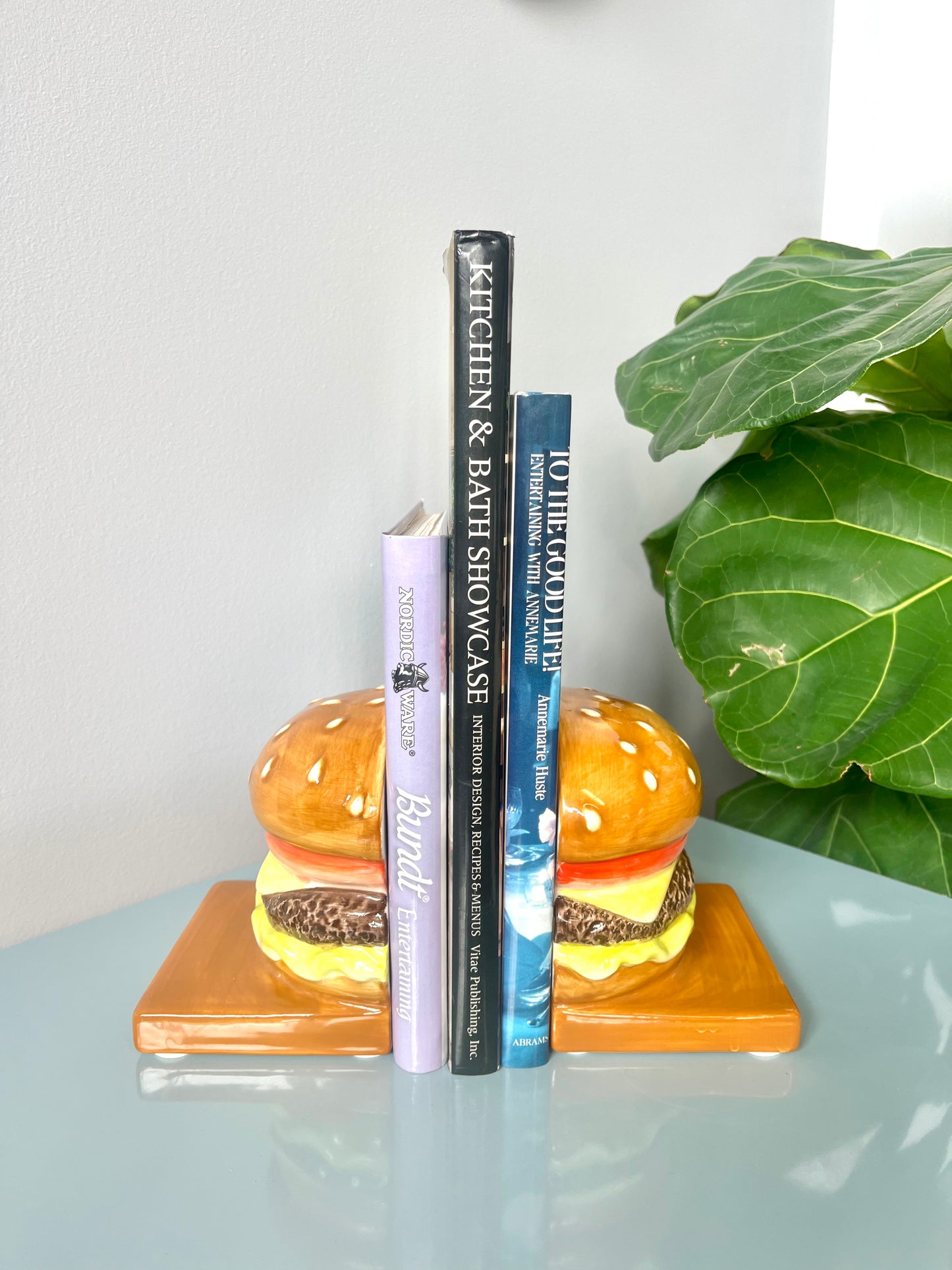 Vintage Ceramic Cheeseburger Bookends