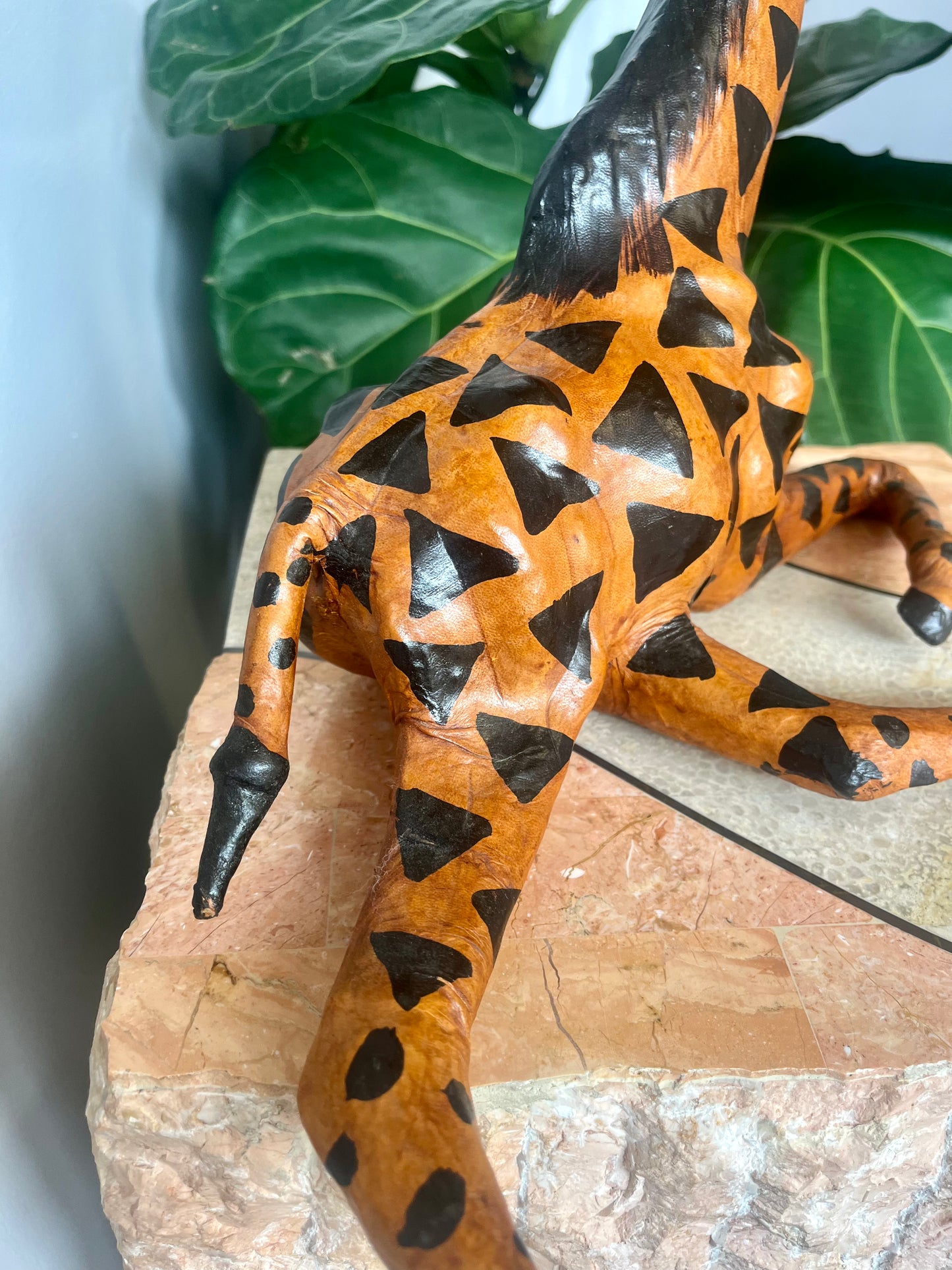 Vintage Leather Wrapped Giraffe Statue