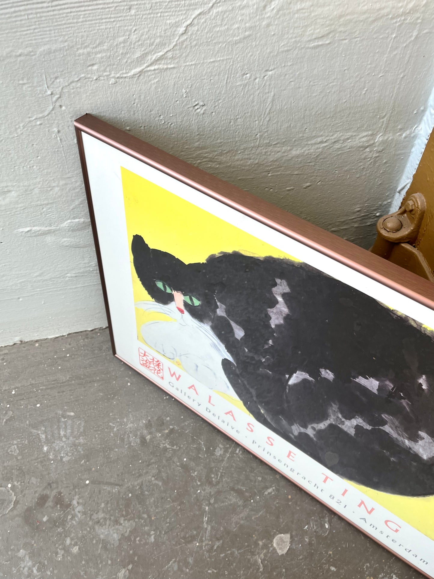 Vintage 1988 Walasse Ting Gallery Delaive Black Cat Exhibition Poster Print