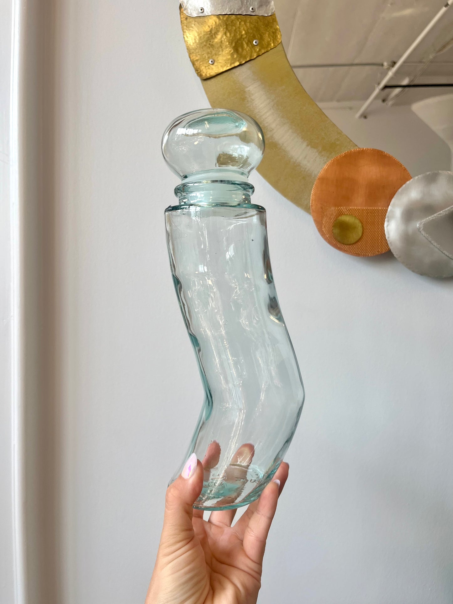 Vintage 2001 Curvy Glass Lidded Jar made in Italy