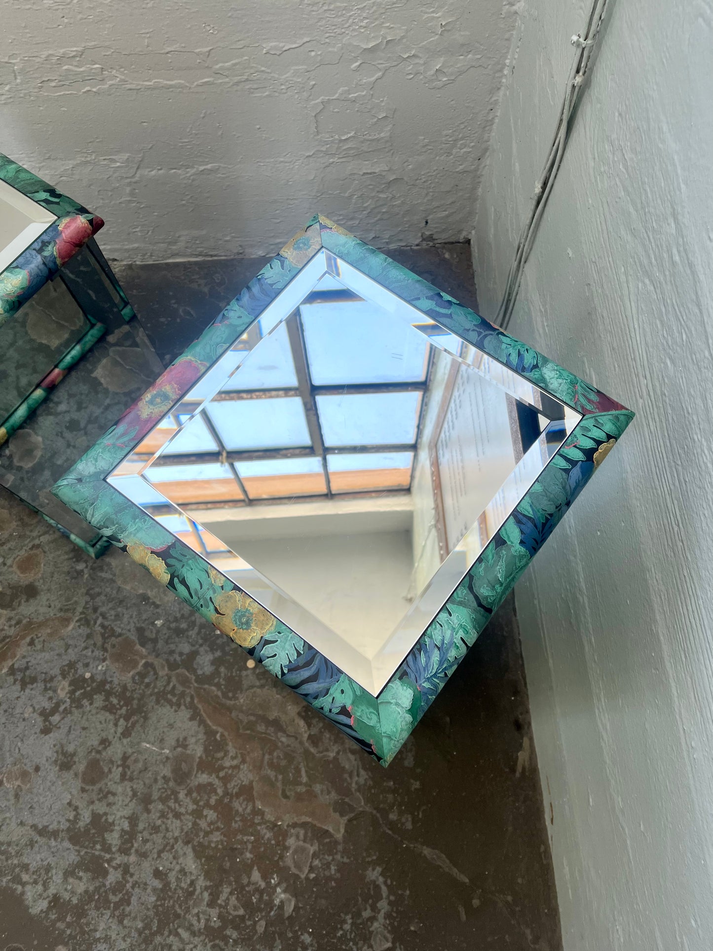 Vintage Mirrored Pedestals with Floral Accents