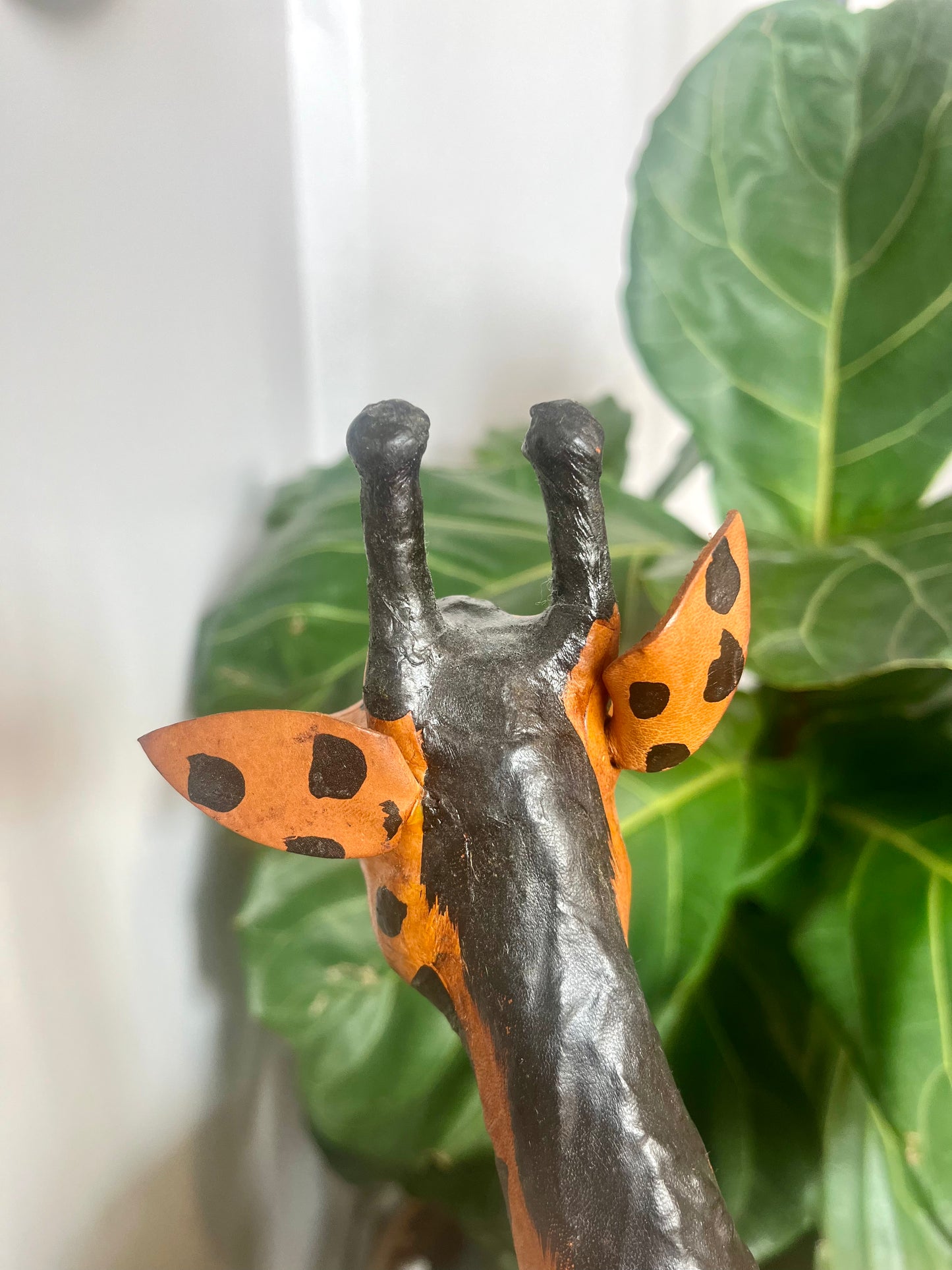 Vintage Leather Wrapped Giraffe Statue