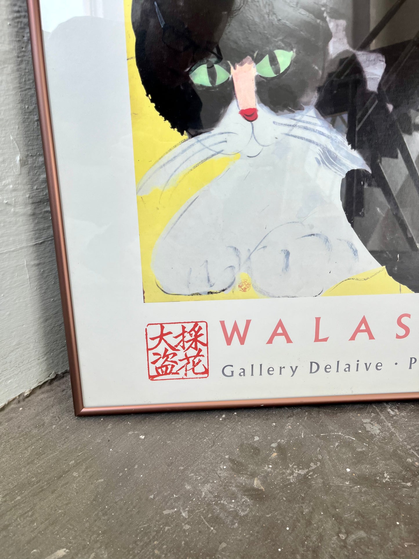 Vintage 1988 Walasse Ting Gallery Delaive Black Cat Exhibition Poster Print