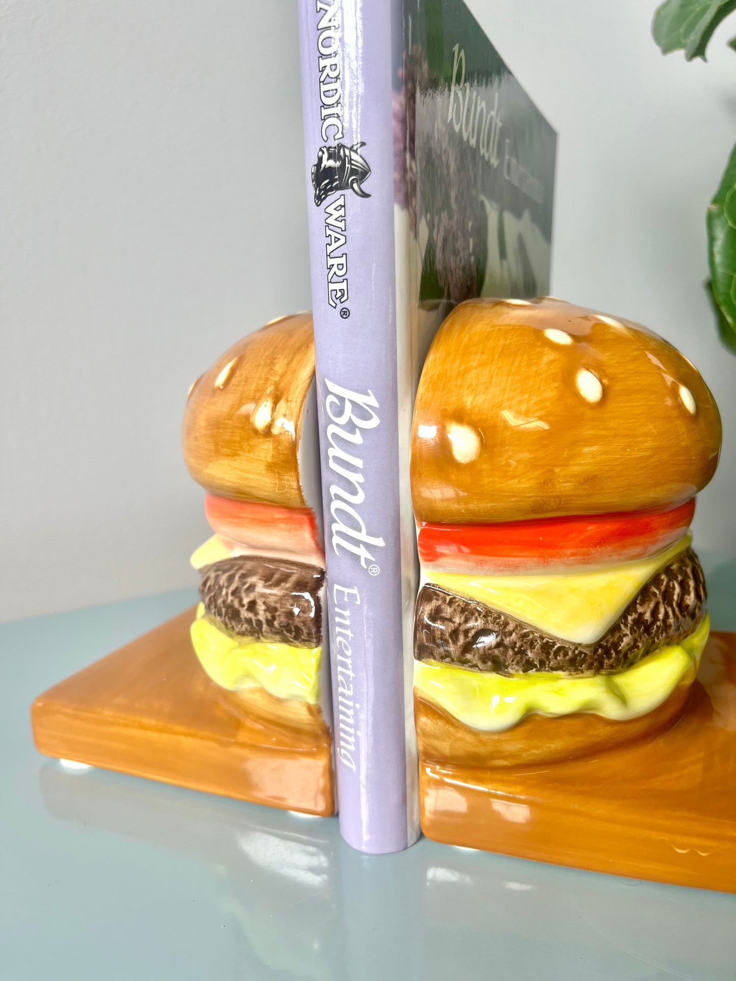 Vintage Ceramic Cheeseburger Bookends