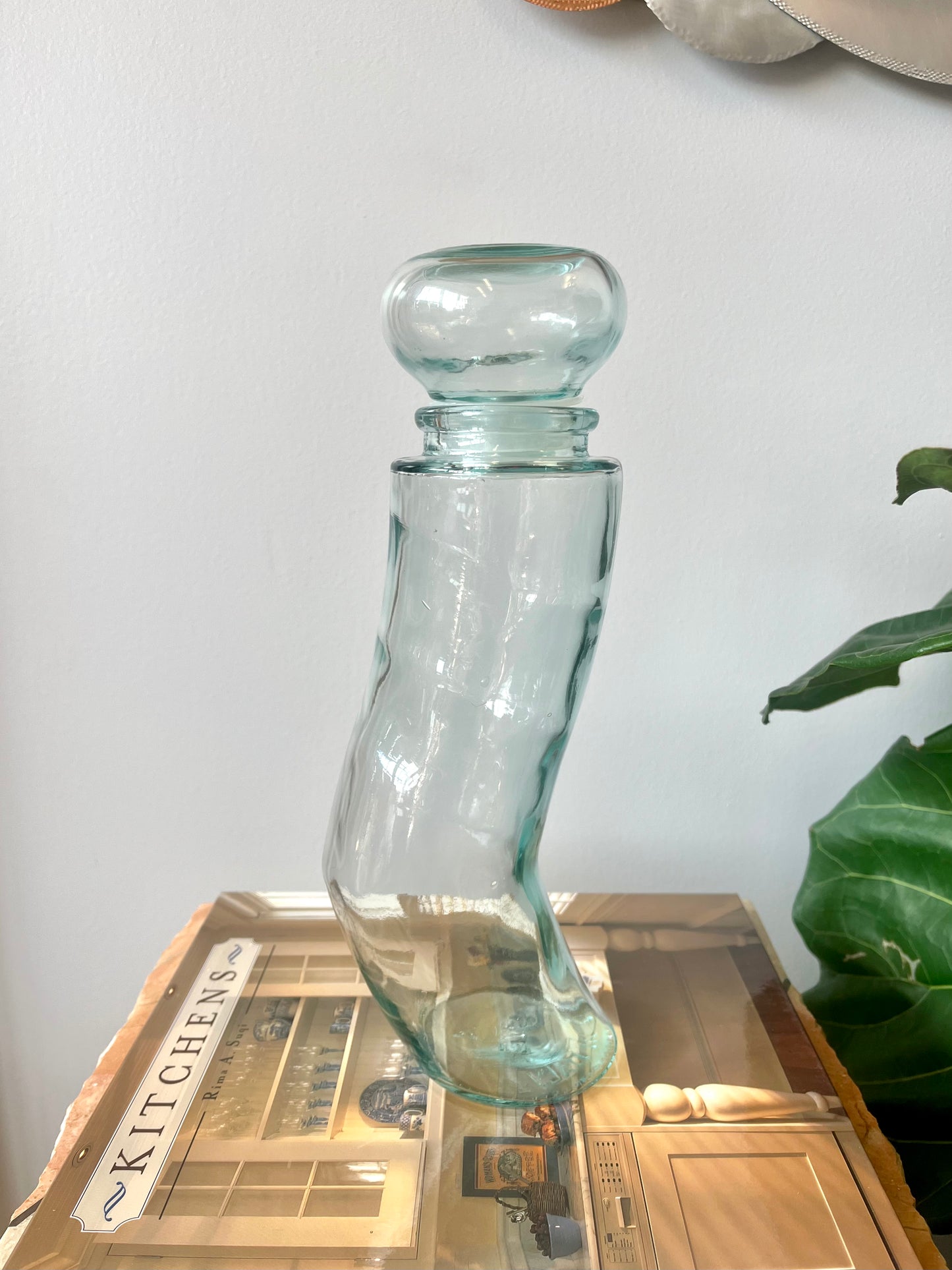 Vintage 2001 Curvy Glass Lidded Jar made in Italy