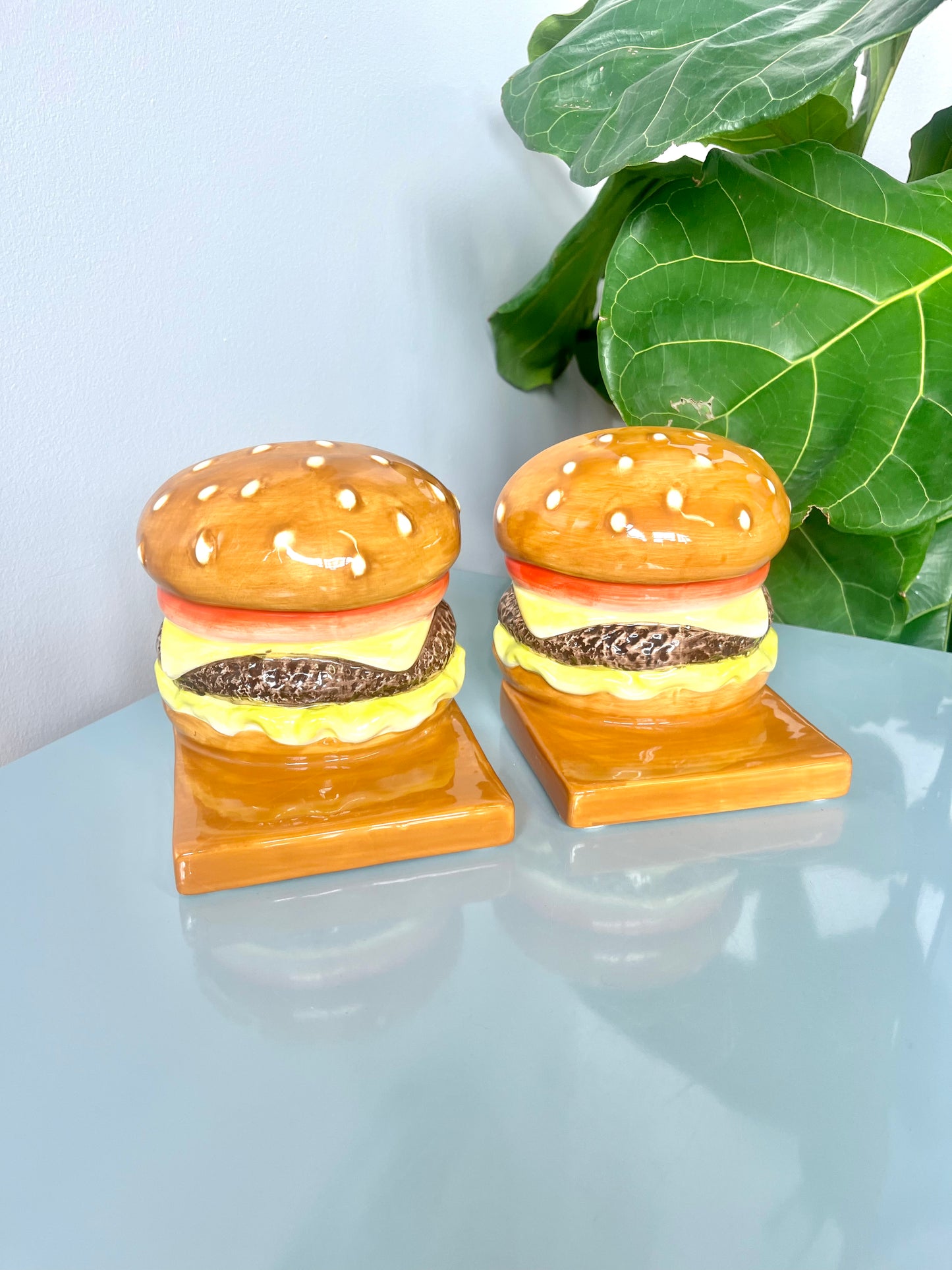 Vintage Ceramic Cheeseburger Bookends