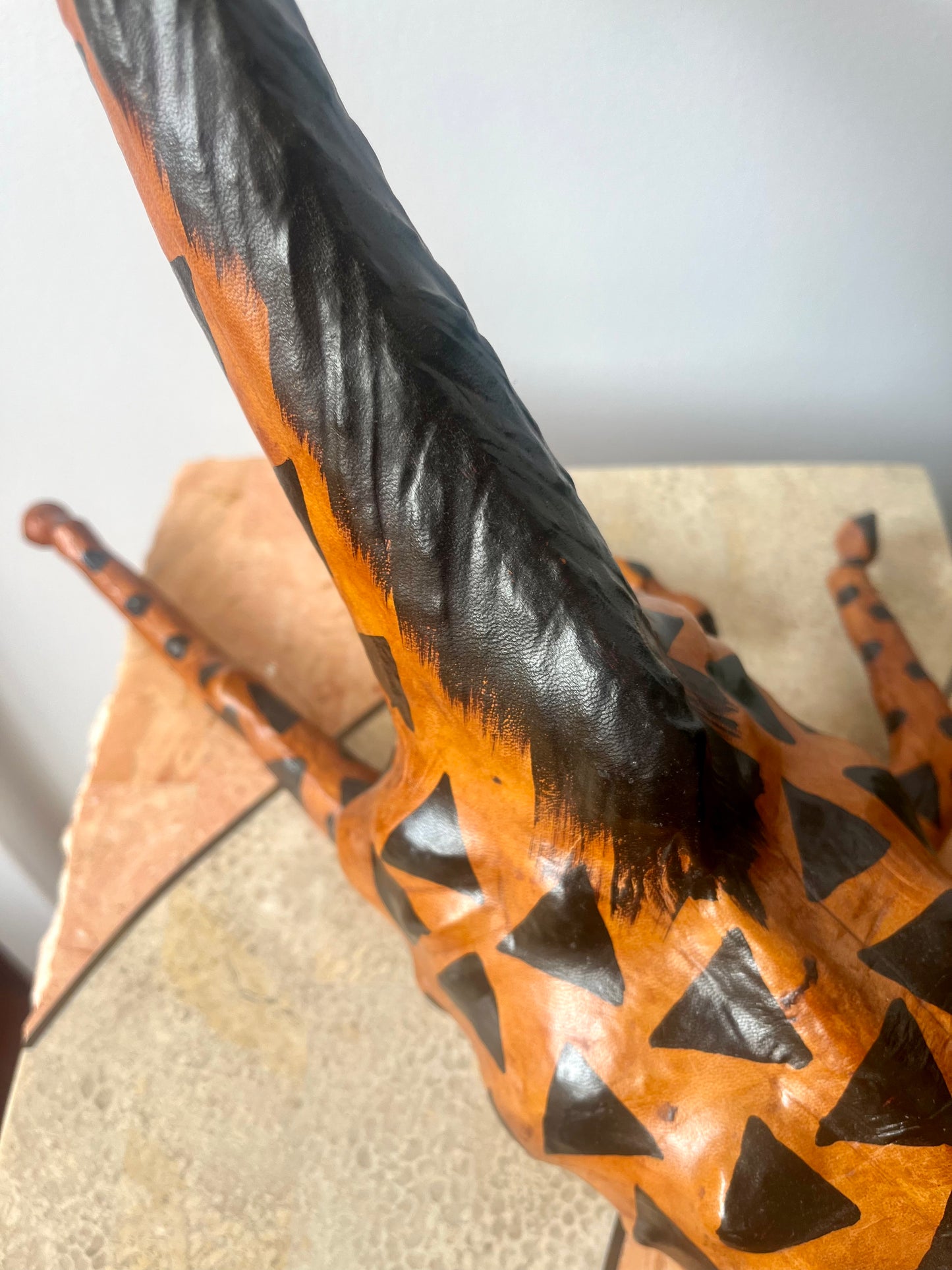Vintage Leather Wrapped Giraffe Statue