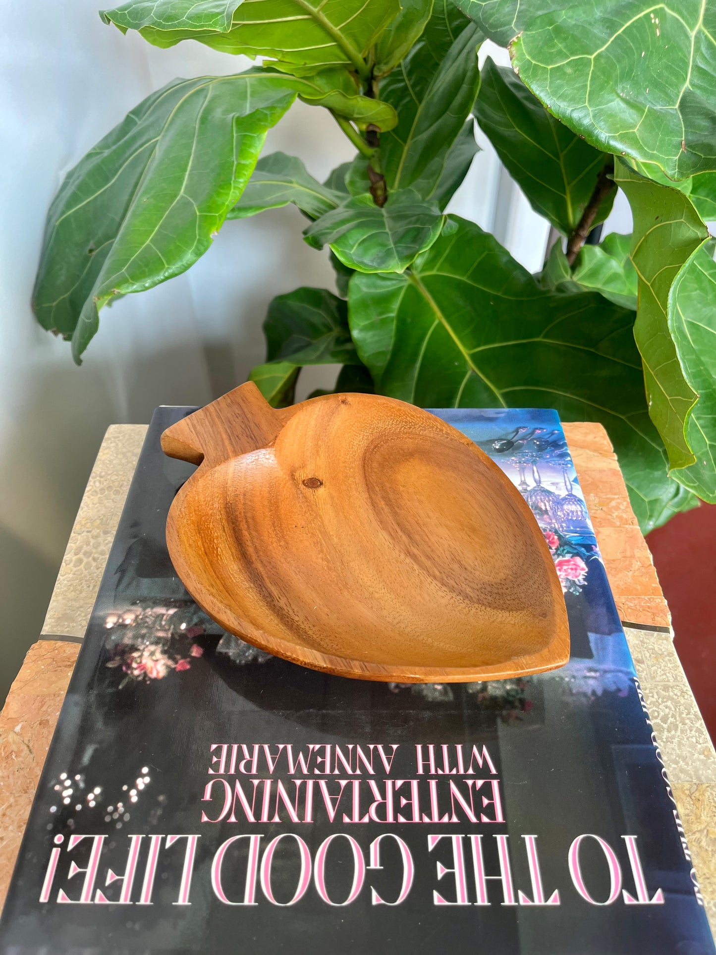 Vintage Teakwood Spade Trinket Dish
