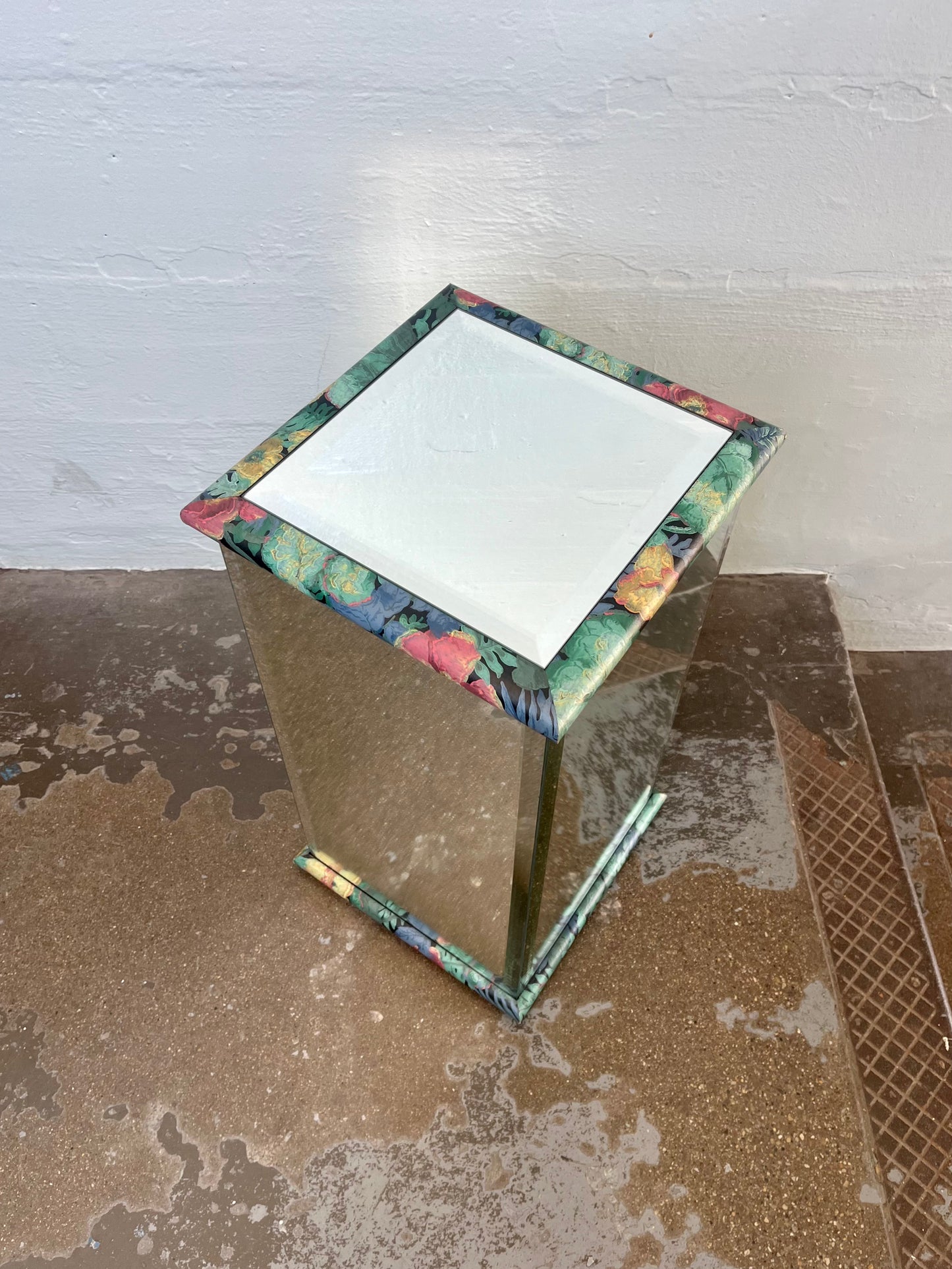Vintage Mirrored Pedestals with Floral Accents