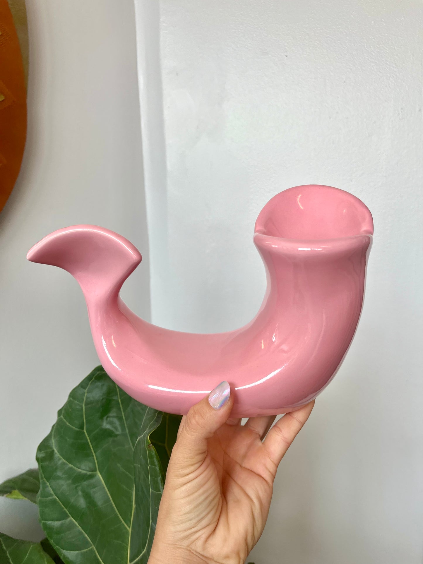 Vintage 1980s Pink Ceramic Whale Soap Dish