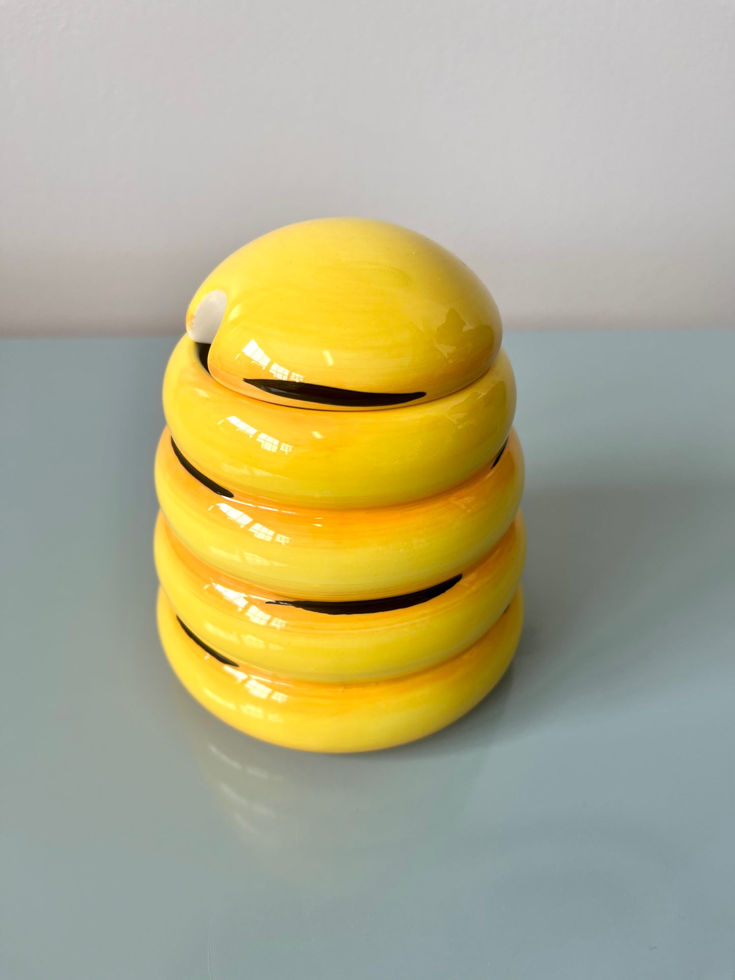 Vintage Yellow Ceramic Beehive Honey Pot