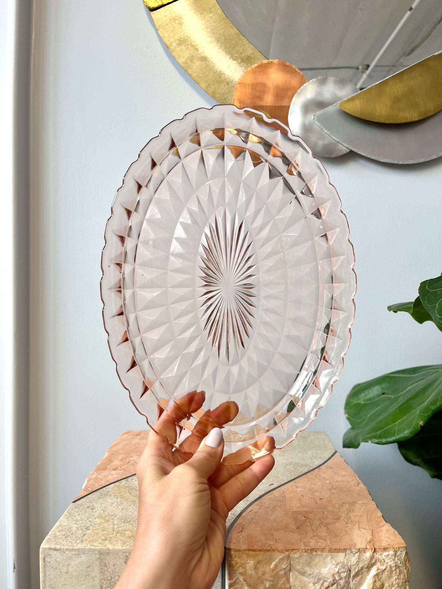 Vintage Jeanette “Windsor Pink” Depression Glass Platter