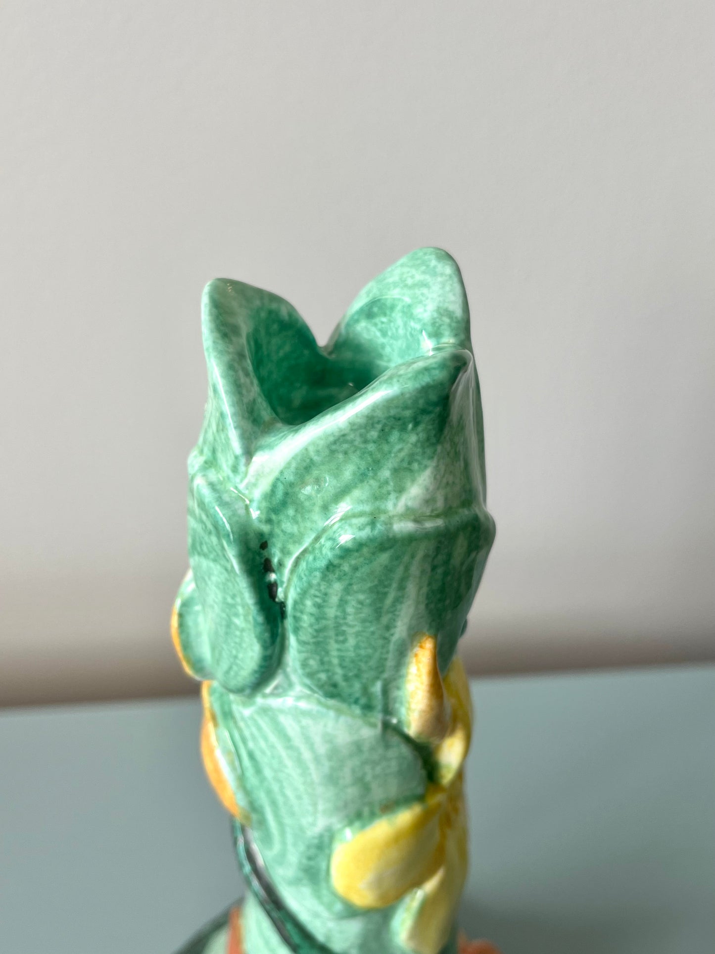 Vintage Italian Ceramic Handpainted Floral Candlestick
