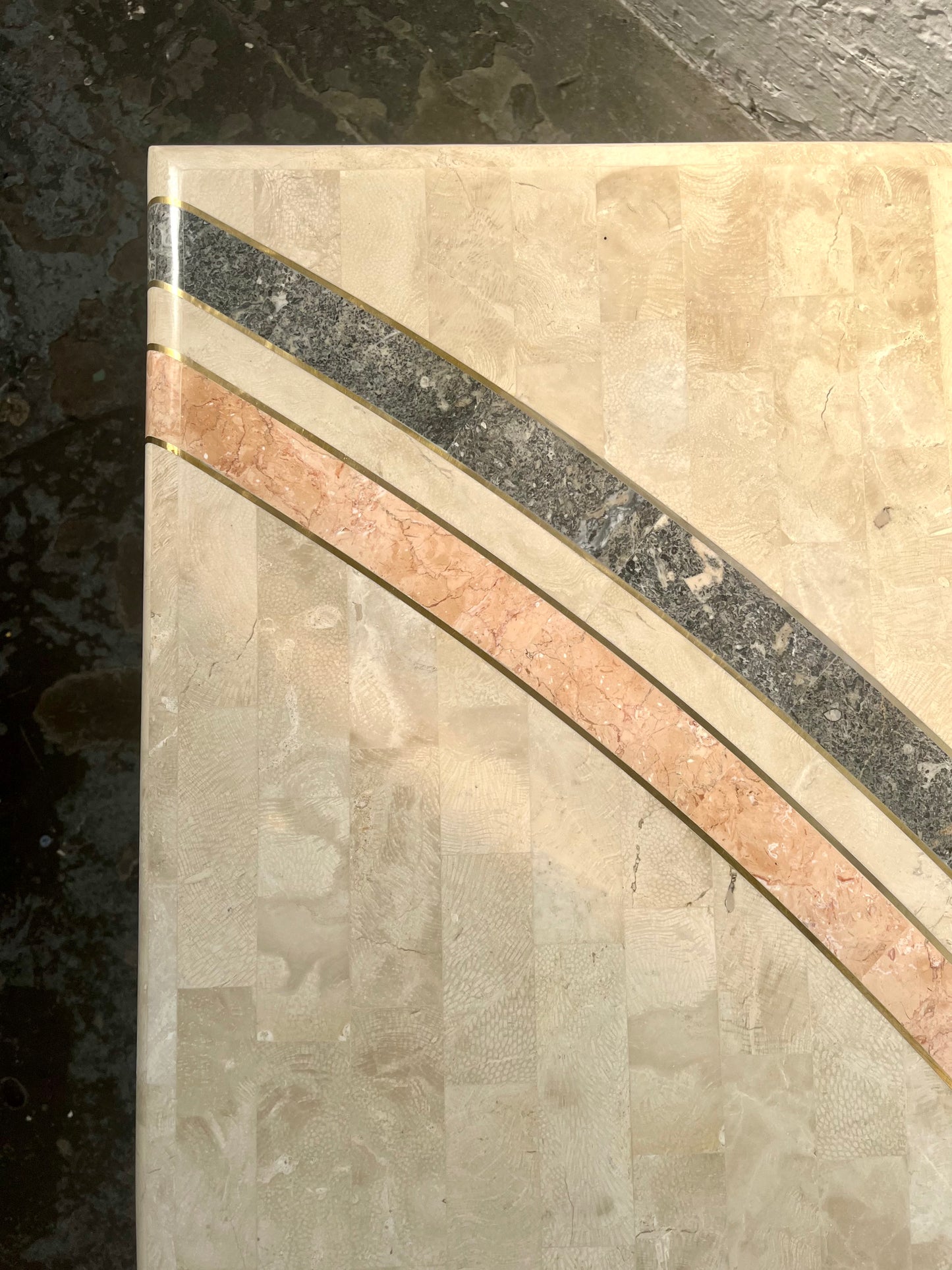 1980s Maitland Smith-style Tessellated Travertine Side Table
